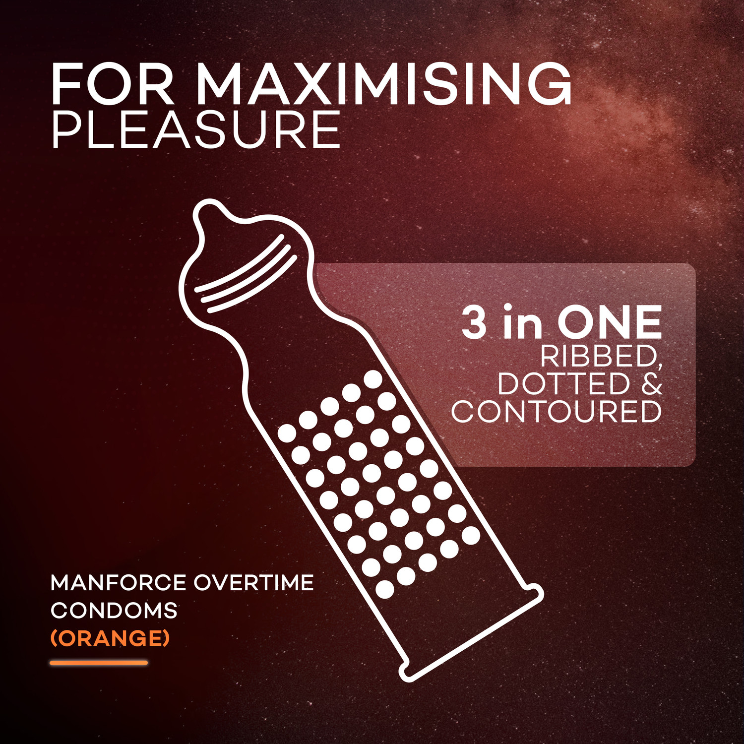 Image of MANFORCE Cocktail Condoms with Dotted-Rings, Strawberry & Vanilla Flavoured- 10 Pieces & 3 in 1 Condoms (Ribbed, Contour, Dotted), Overtime Orange Flavoured- 10 Pieces Condom (Set of 2, 20 Sheets)