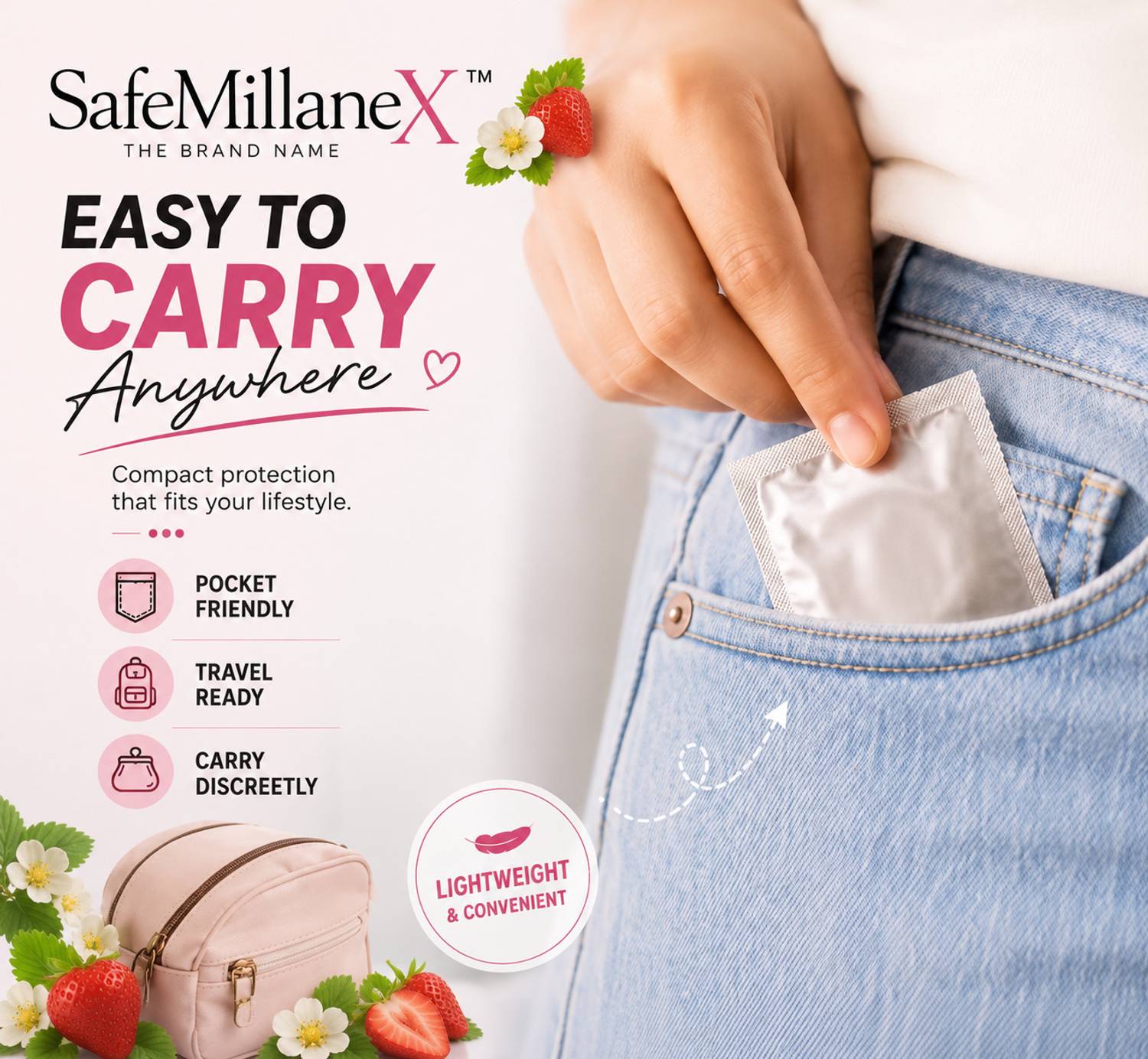 SafeMillaneX Zigzag Dotted Waves Strawberry Flavoured Condom - Image 2