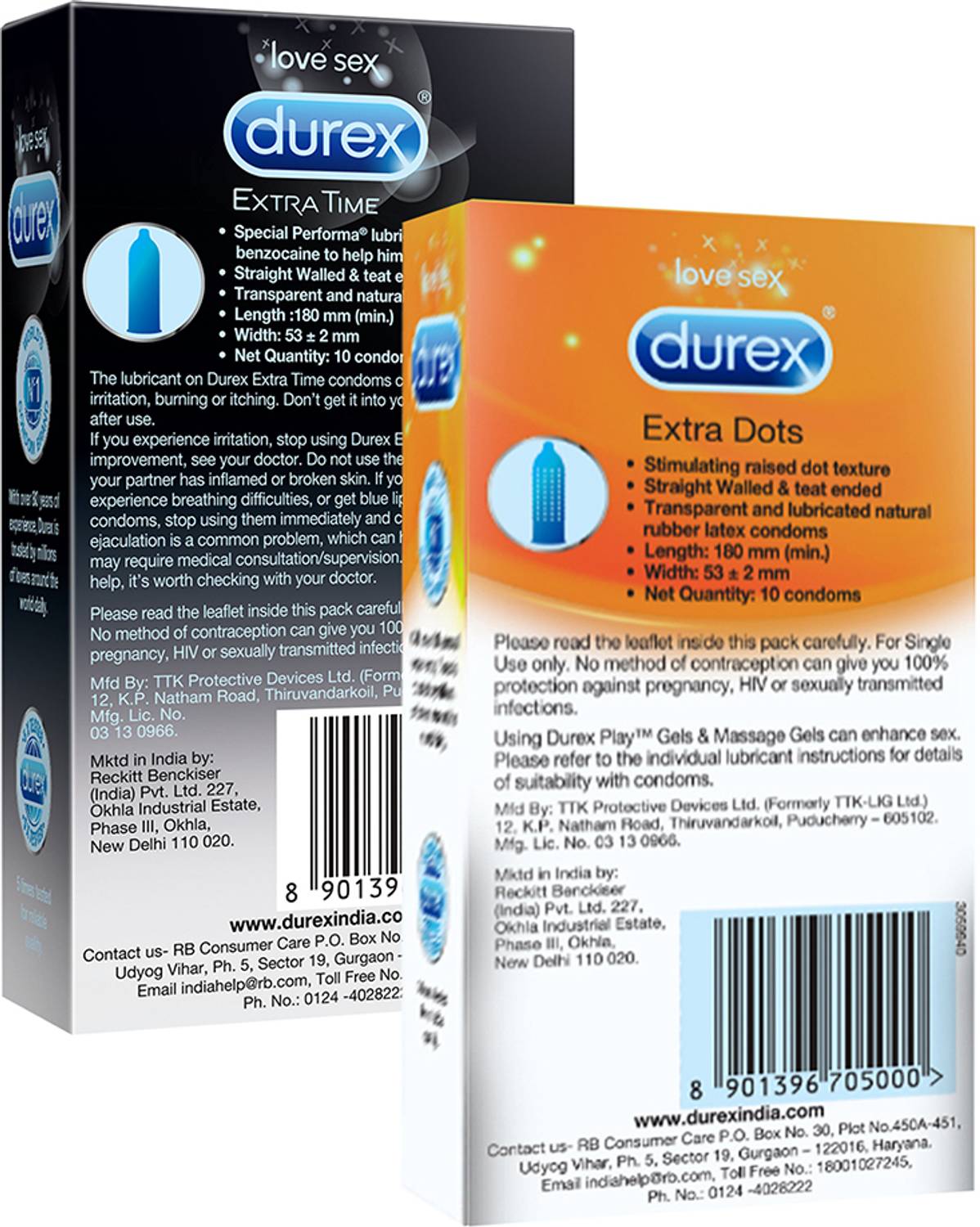 DUREX Extra Dots & Extra Time� For Men, ribbed with lubricant, rubber latex Condom - Image 2