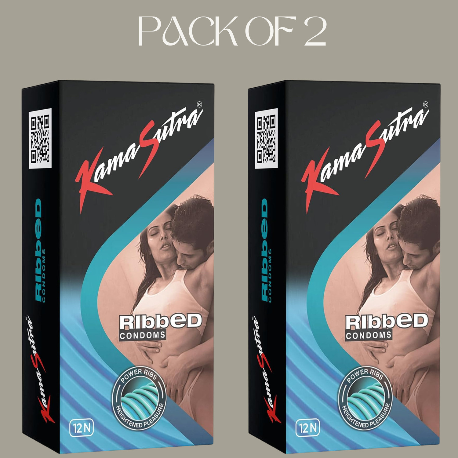 Image of Kamasutra ribbed condom-set of 2 Condom