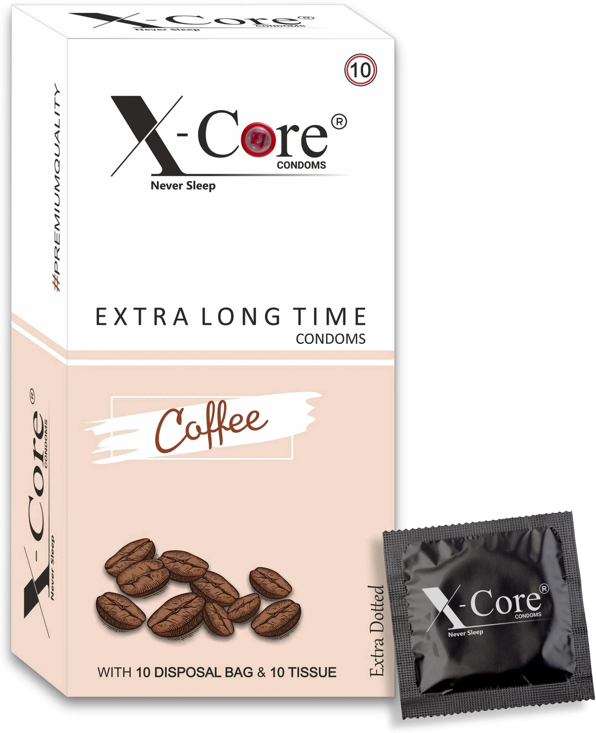 Image of X-Core Condom For Men Dotted Long-Time Delay Condoms with Tissue Paper, Disposal Bag Condom