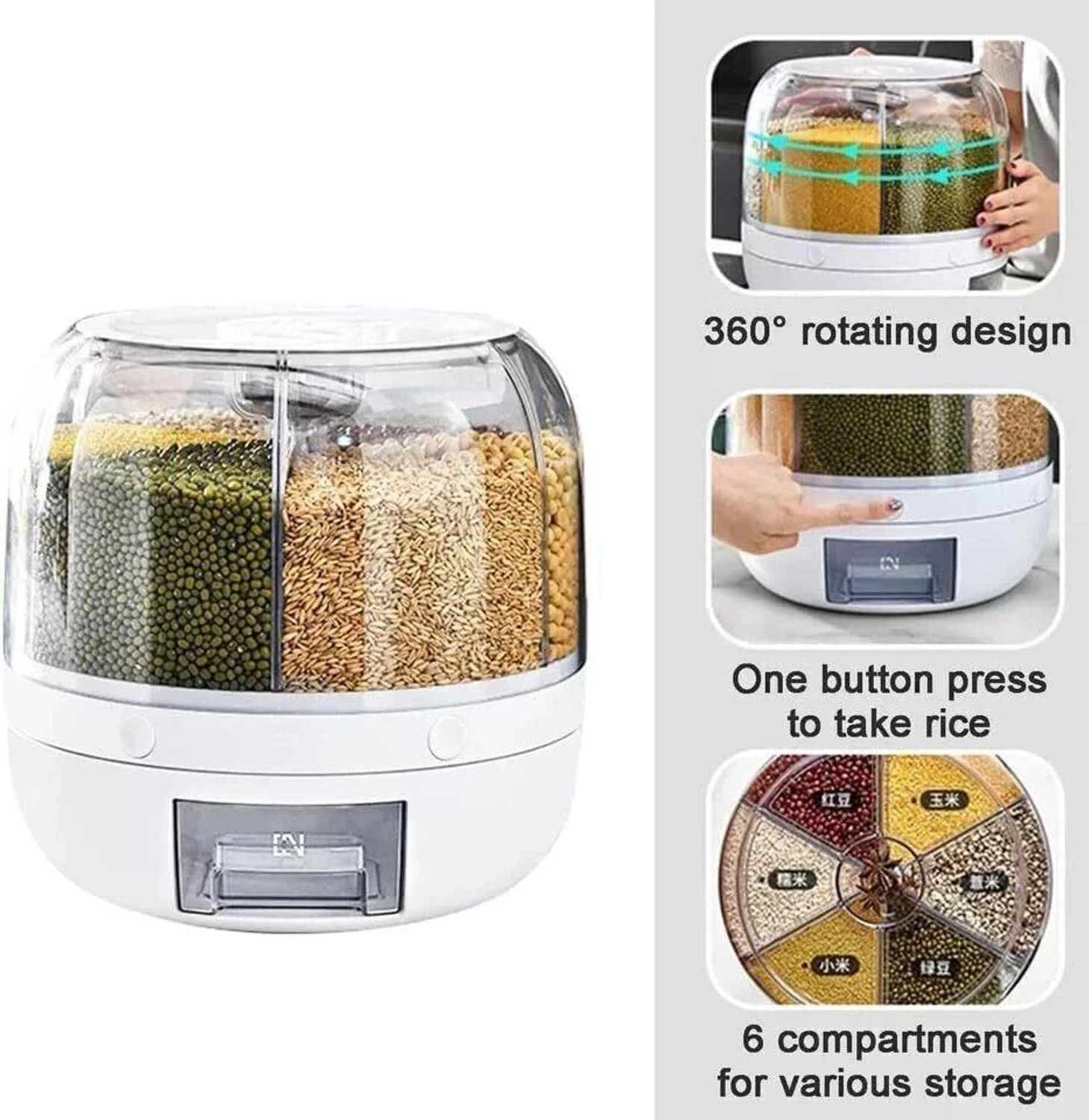Image of MANTAVYA Polypropylene Cereal Dispenser - 6 kg