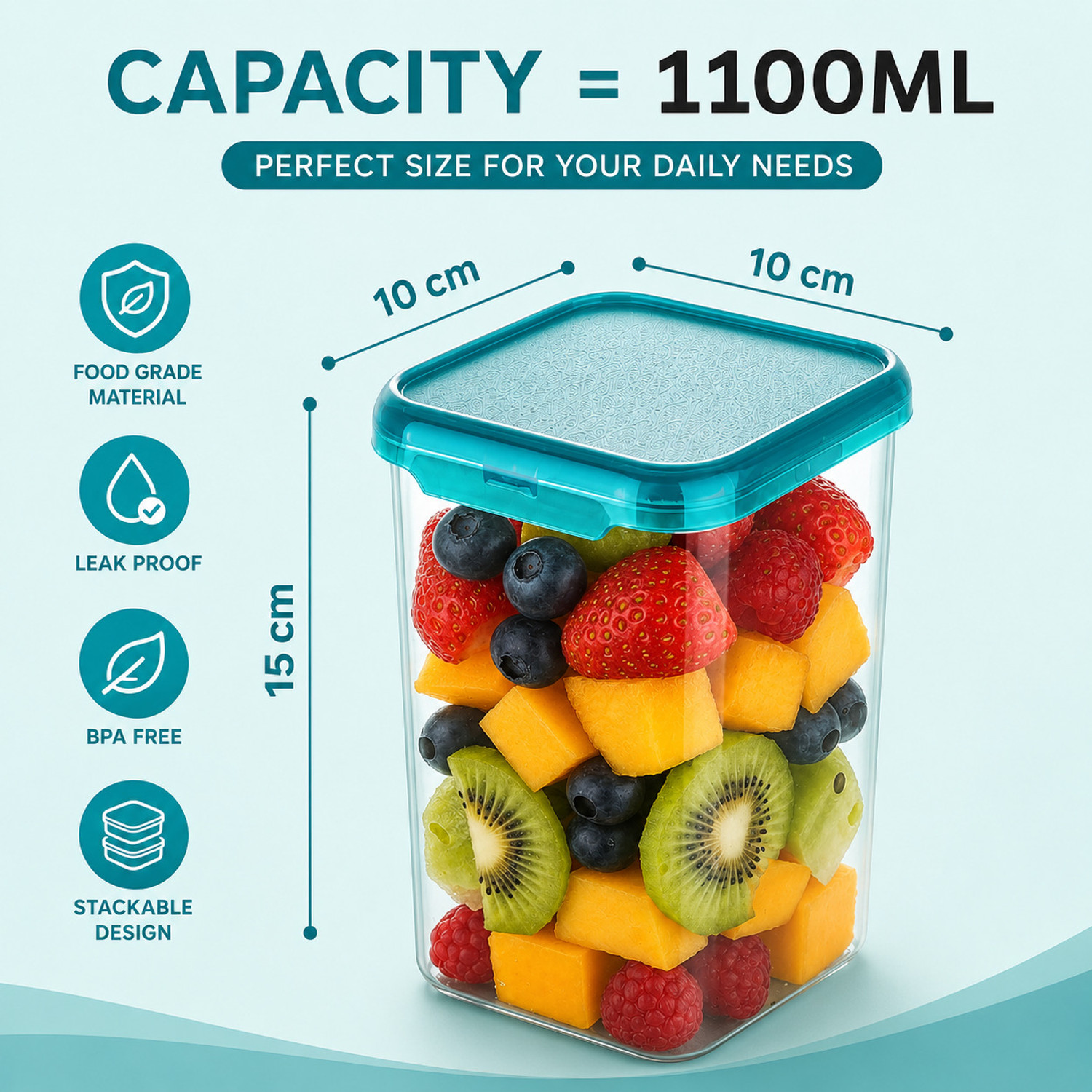 Image of CENTUREUM Plastic Grocery Container - 1100 ml