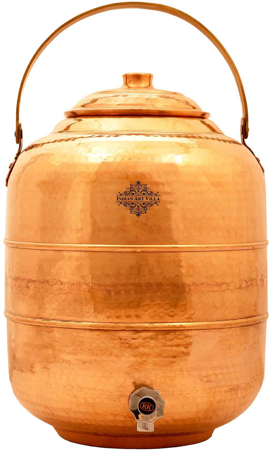Image of IndianArtVilla Copper Grocery Container - 16 L