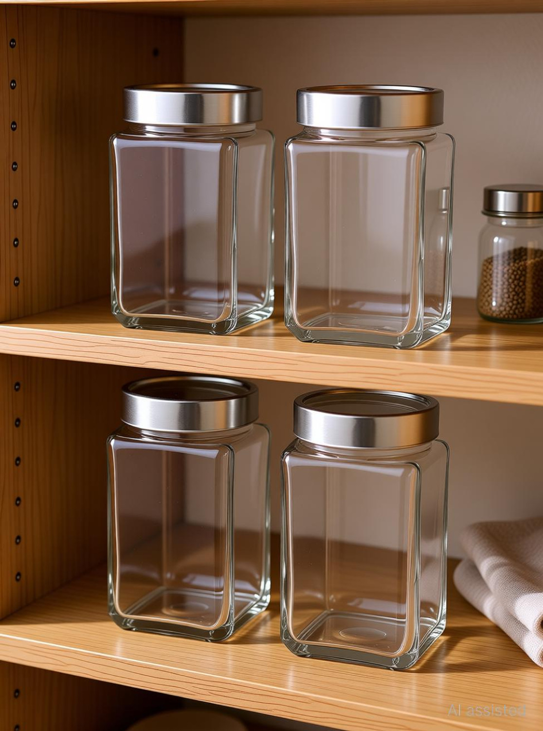 Image of Kalsigate Glass Grocery Container - 1000 ml (Pack of 4, Clear)