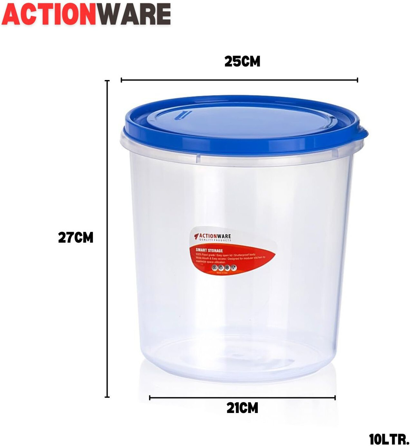 Image of ACTIONWARE Plastic Grocery Container - 10 L