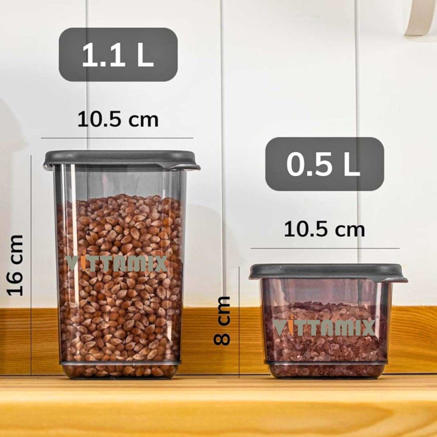 Image of Vittamix Plastic Grocery Container - 500 ml, 1100 ml