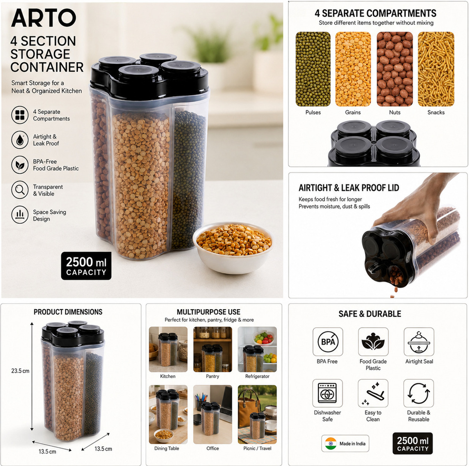 Image of Arto Plastic Grocery Container - 2500 ml