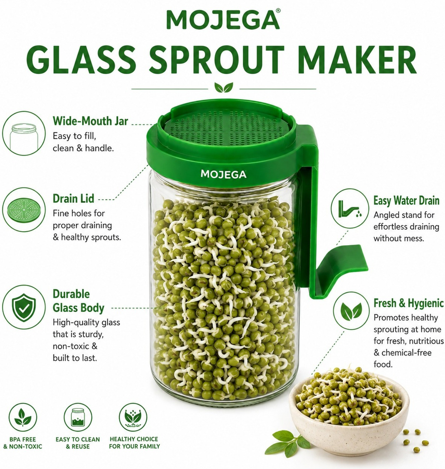 Image of MOJEGA Glass Sprout Maker - 720 ml
