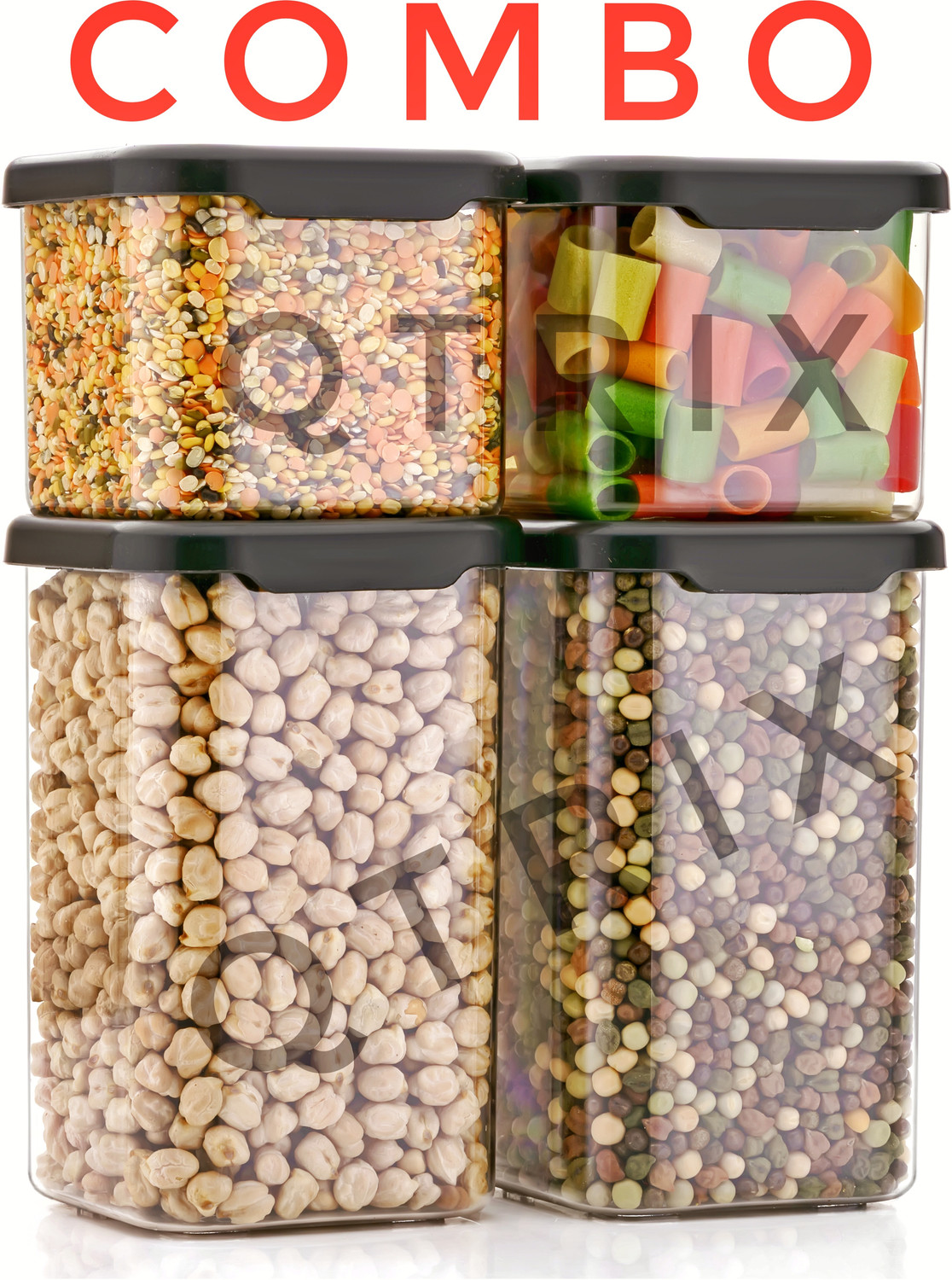 Image of Qtrix Plastic Grocery Container - 1100 ml, 500 ml