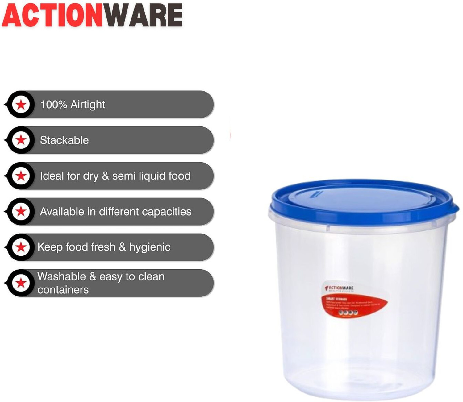 Image of ACTIONWARE Plastic Grocery Container - 10 L