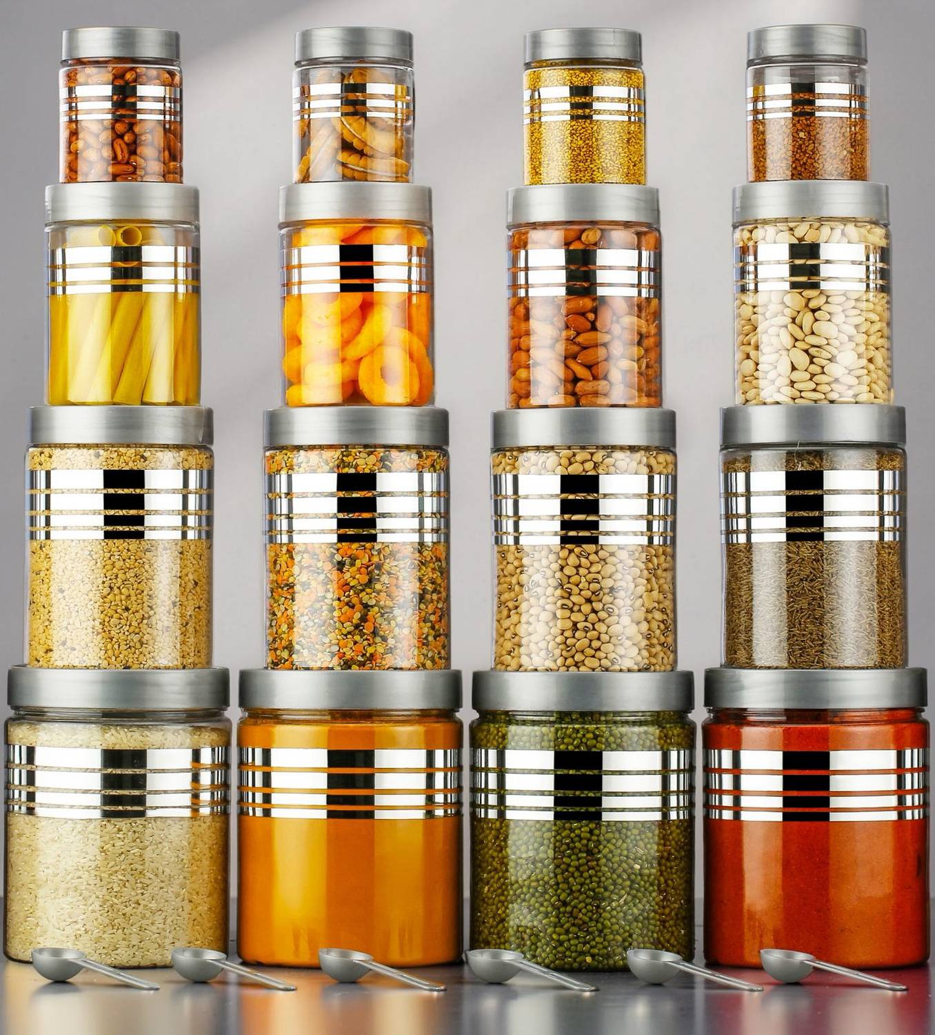 AshmakamMart Plastic Grocery Container - 1200 ml, 650 ml, 350 ml, 250 ml — Spice Boxes & Masala Dabbas