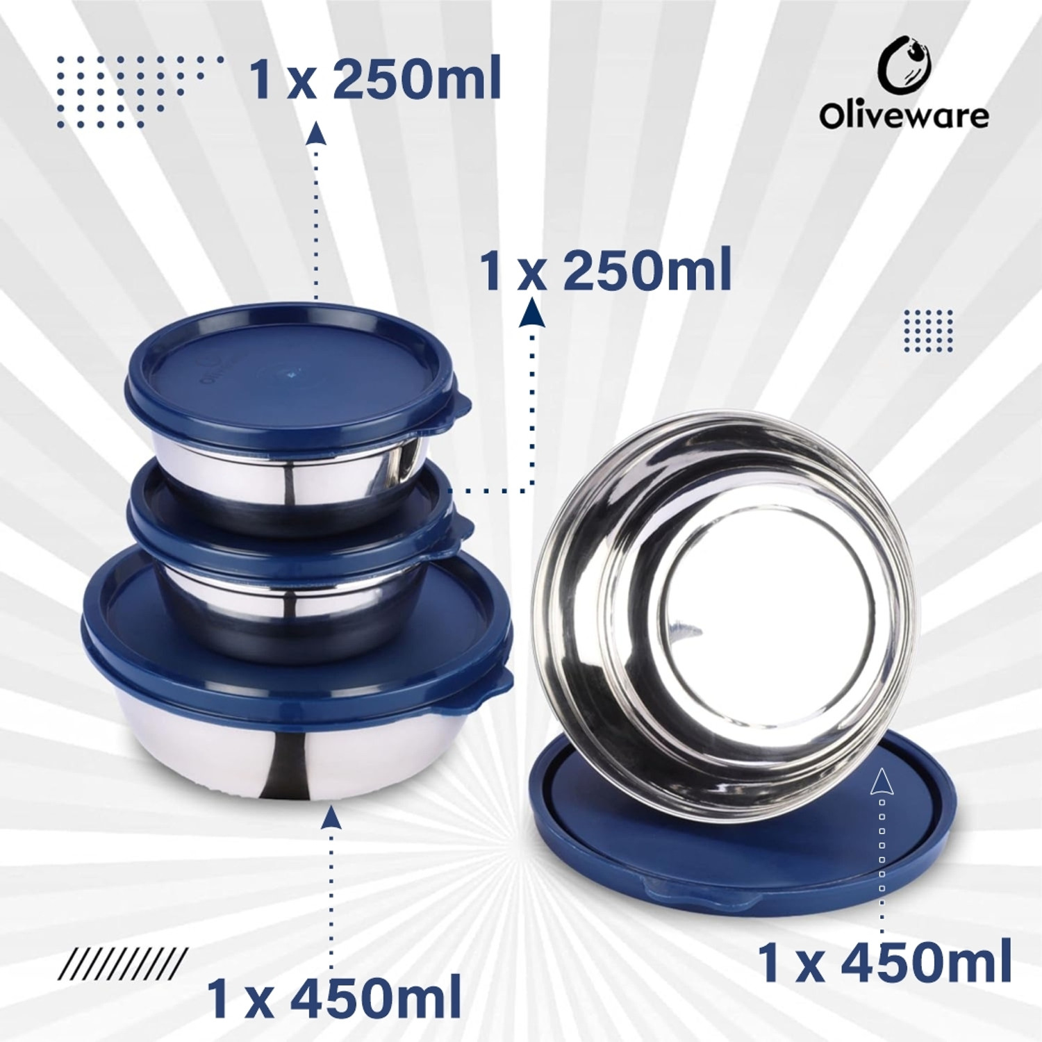 Image of Oliveware Steel Utility Container - 1400 ml