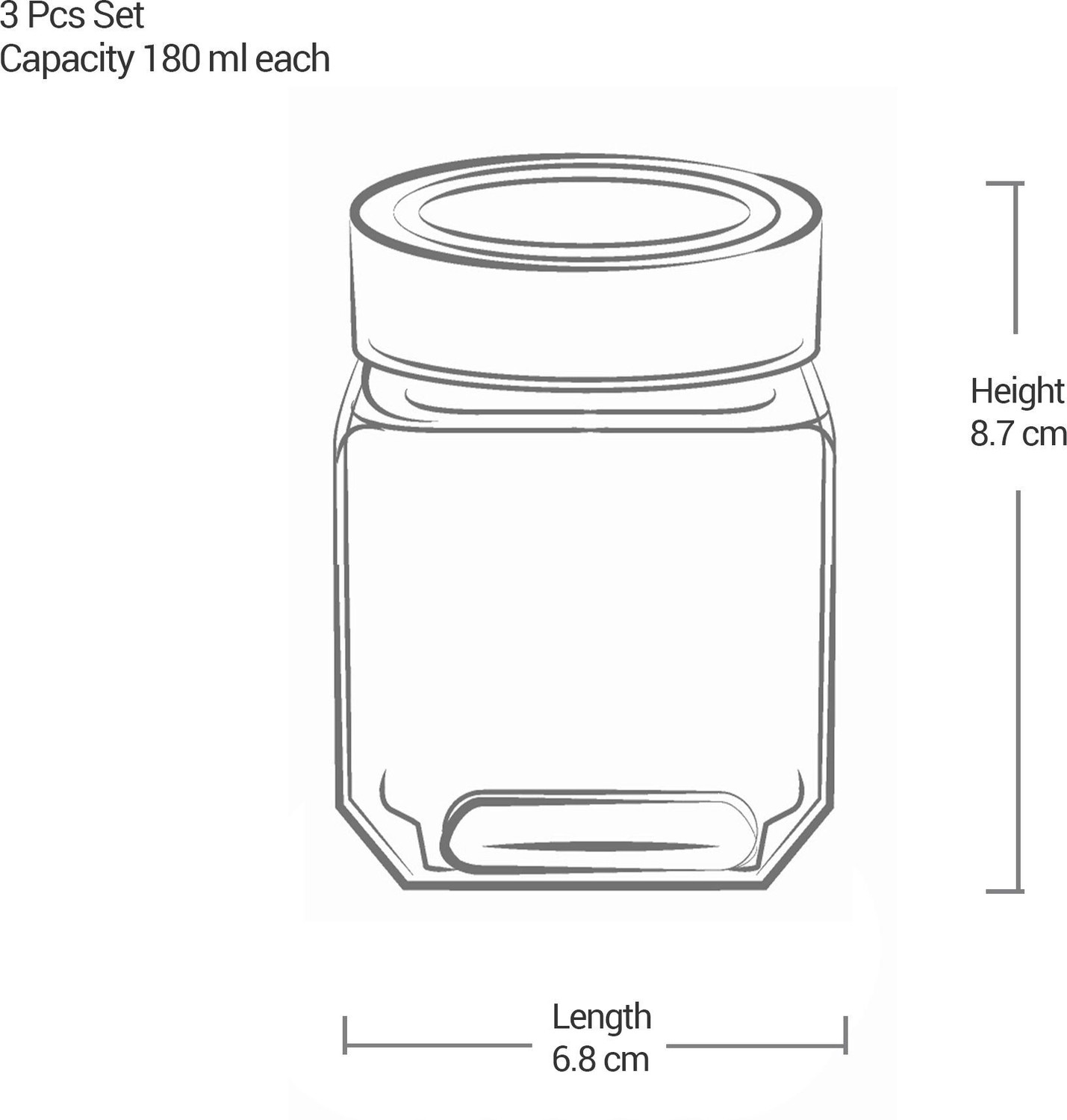 Image of TREO Plastic Grocery Container - 180 ml (Pack of 3, Clear, Silver)
