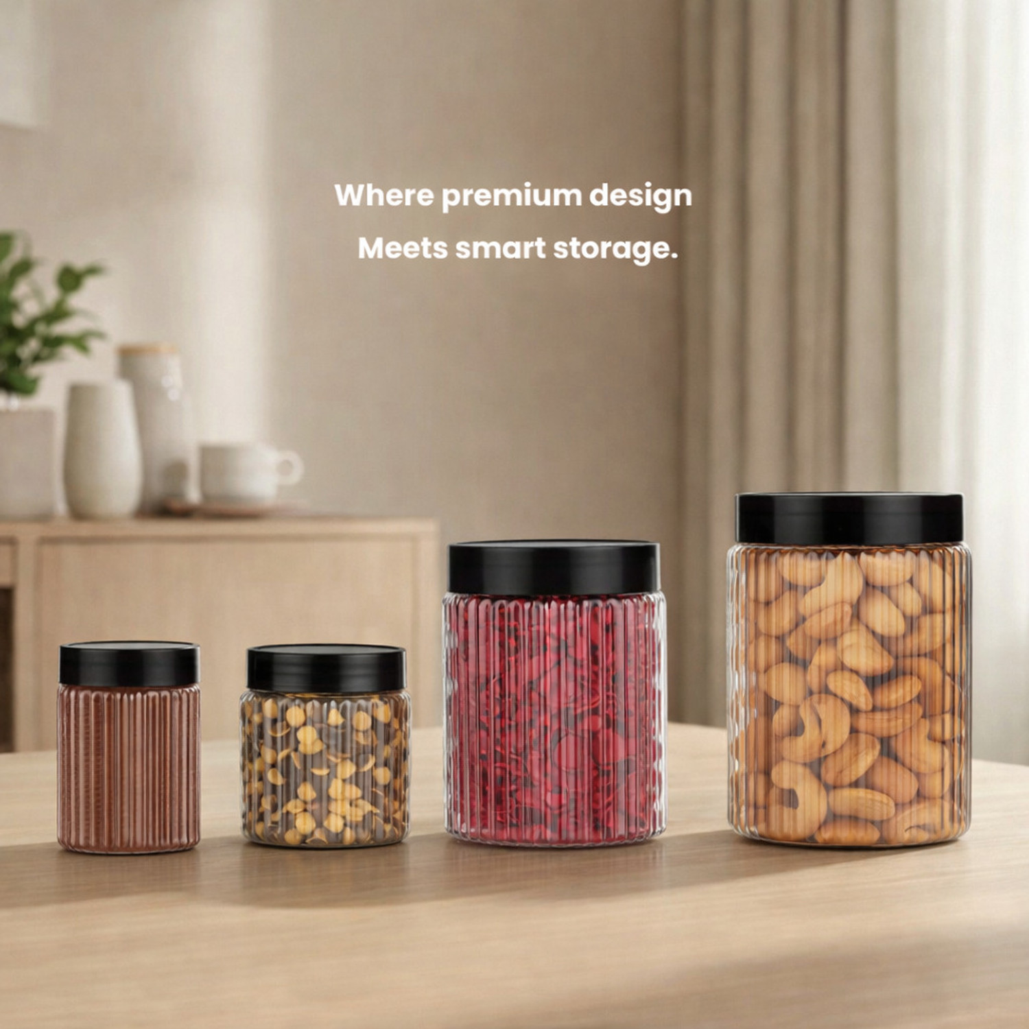 Image of NARIYA Plastic Grocery Container - 1200 ml, 650 ml, 350 ml, 250 ml