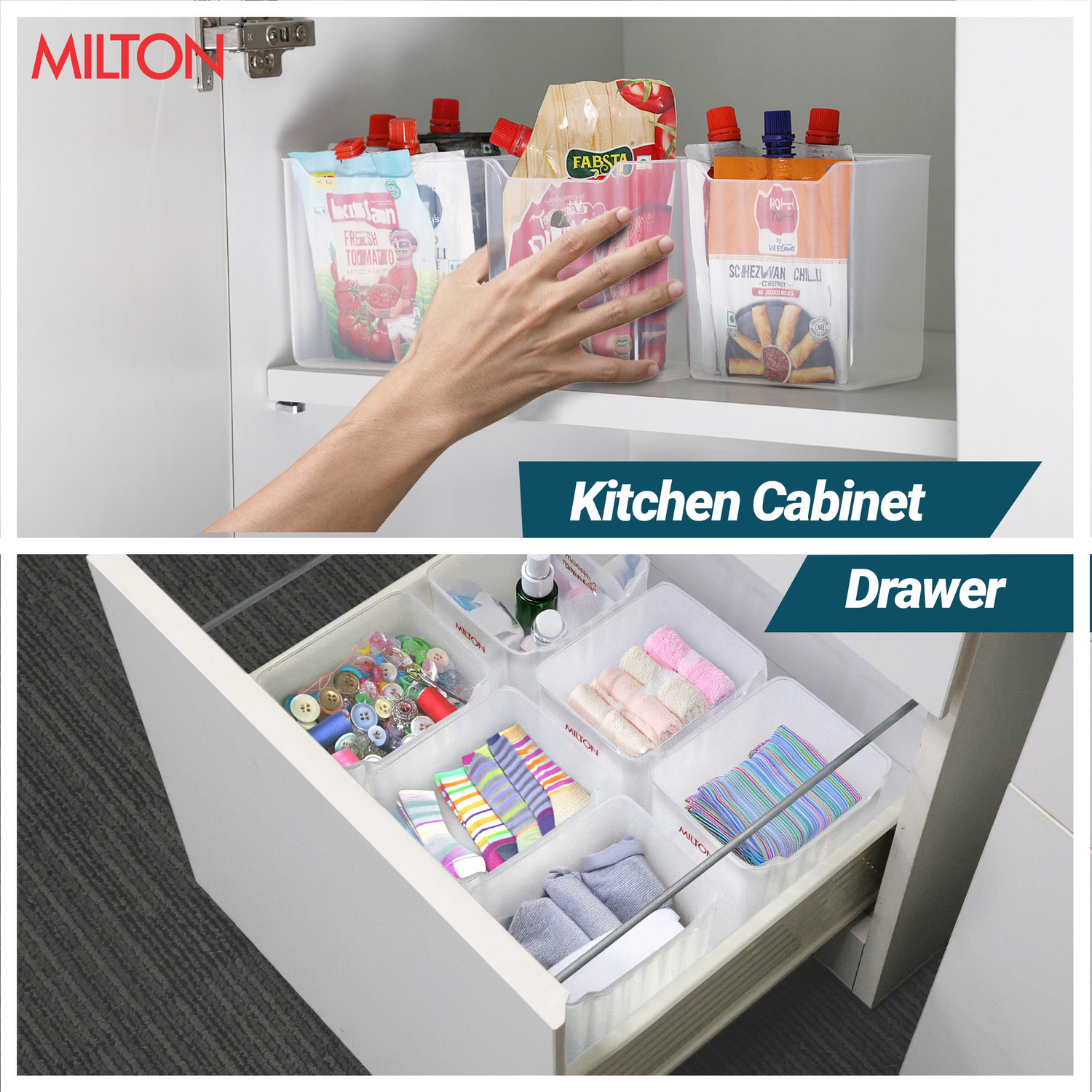 Image of MILTON Plastic Fridge Container - 1100 ml (Pack of 6, Clear)