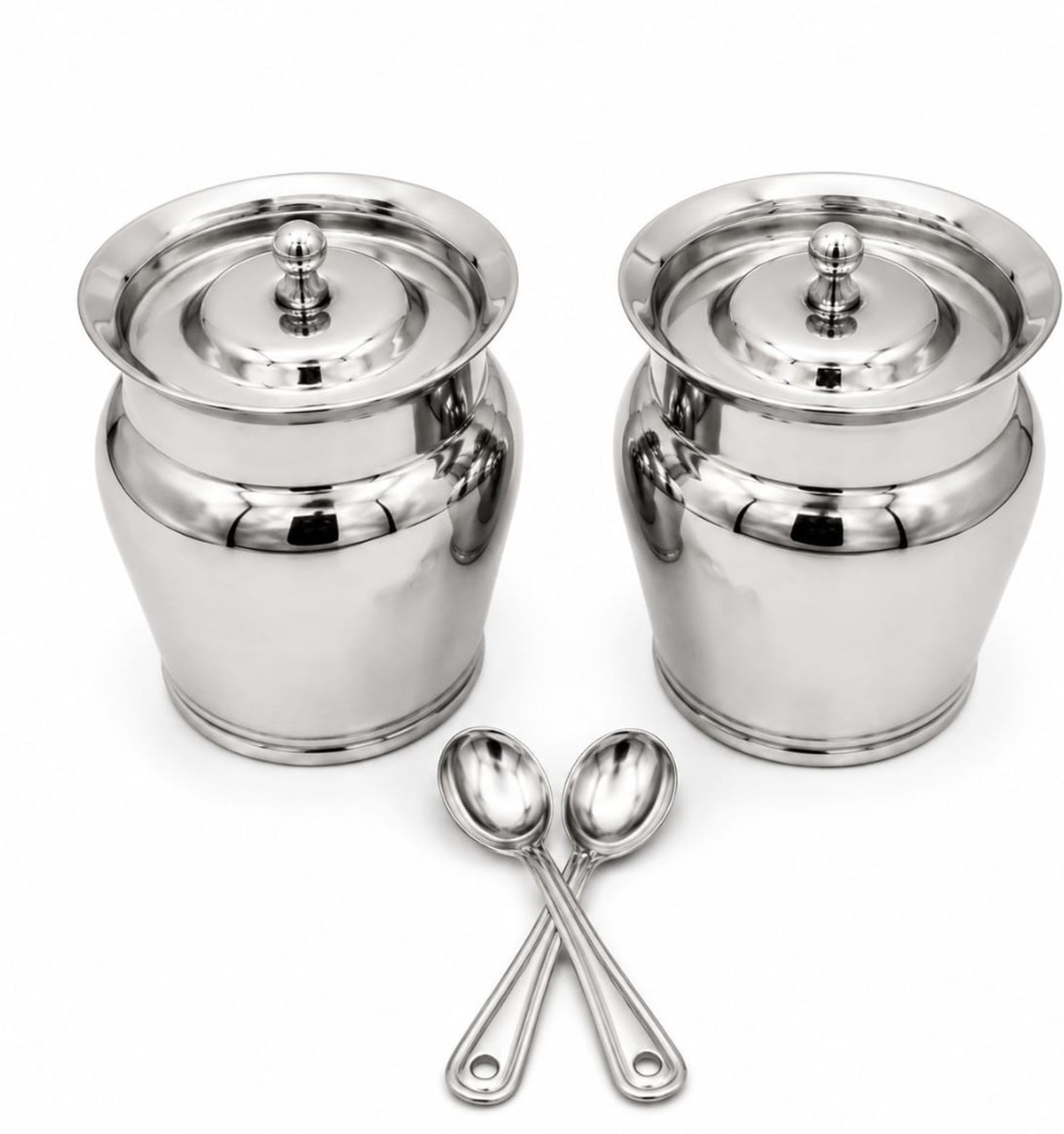 Image of ECOLEX Stainless Steel Grocery Container - 400 ml (Pack of 2, Silver)