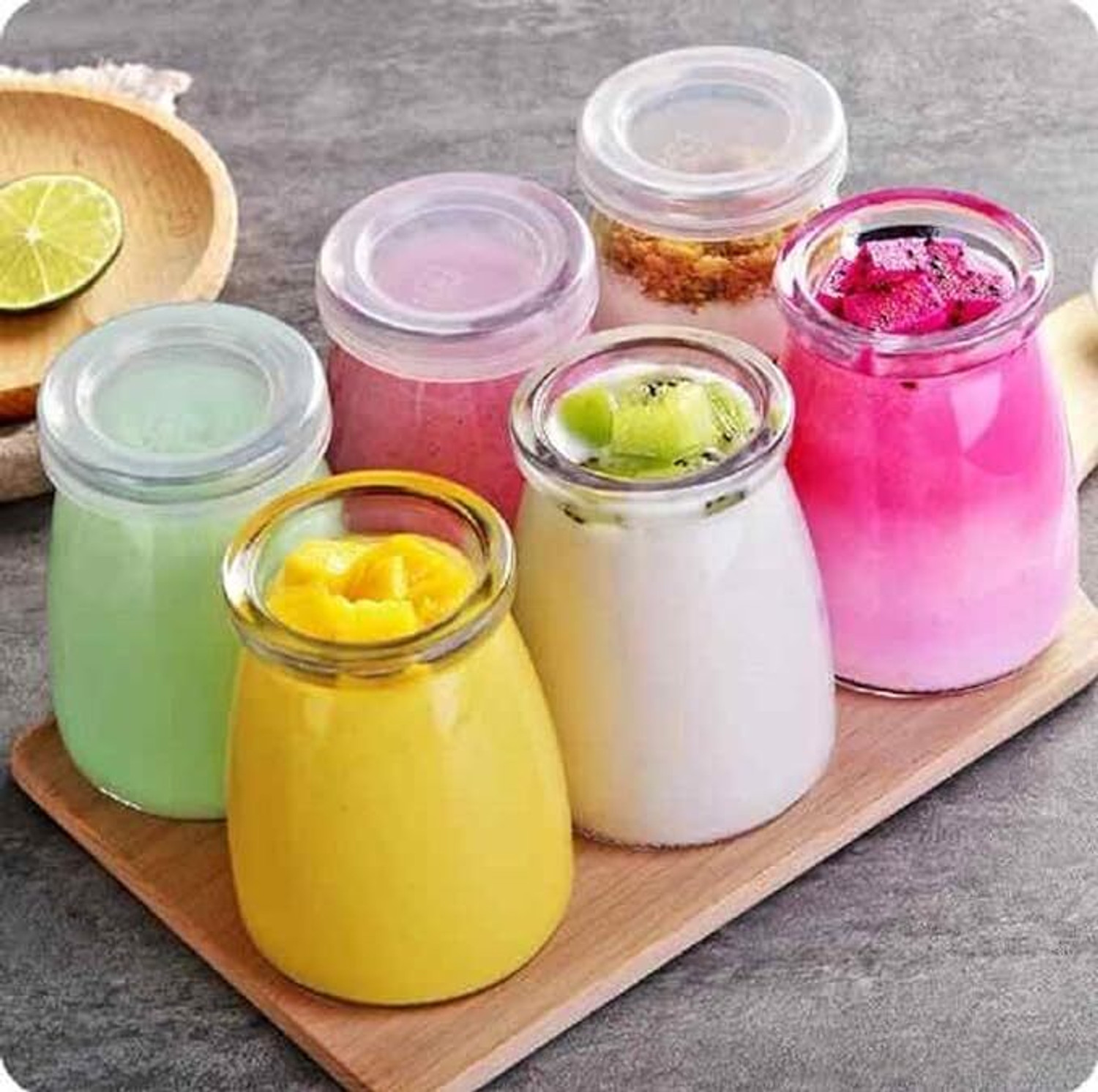 Image of NIYA TRENDZ Glass Fridge Container - 100 ml (Pack of 6, Transparent)