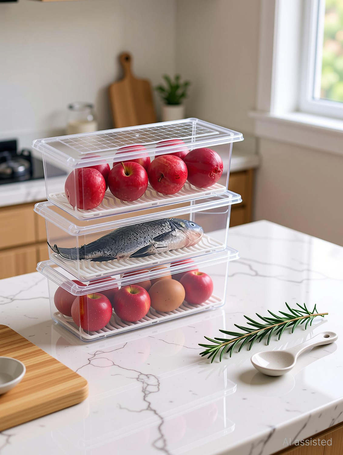 Image of VEWIKZY Plastic Fridge Container - 1500 ml
