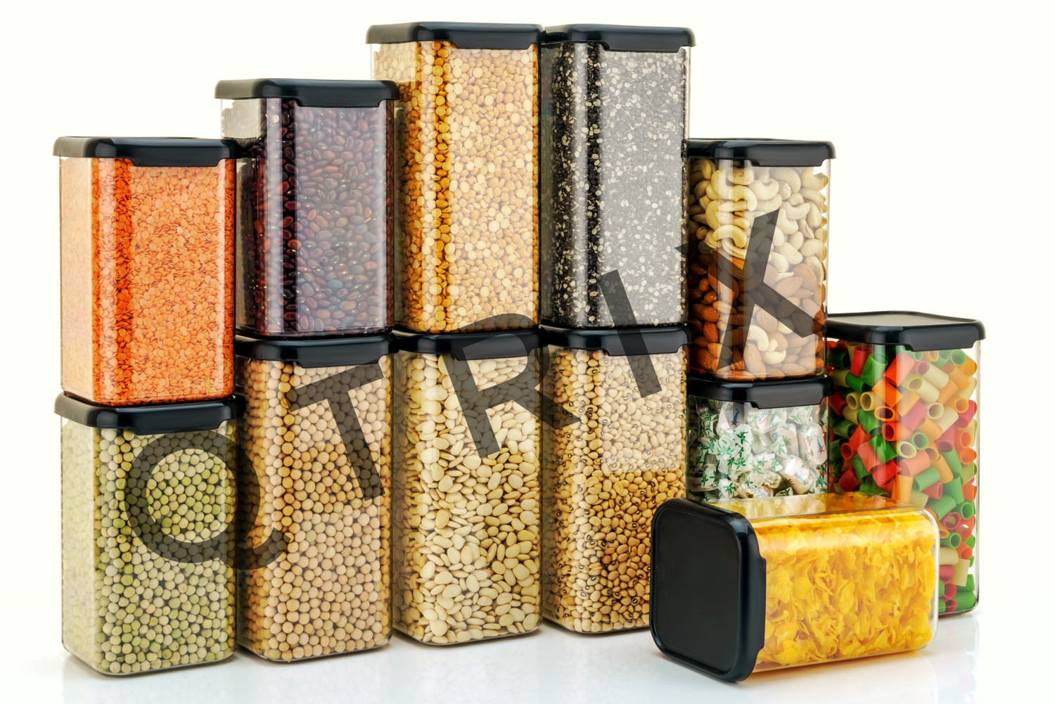 Image of Qtrix Plastic Grocery Container - 1500 ml, 1100 ml