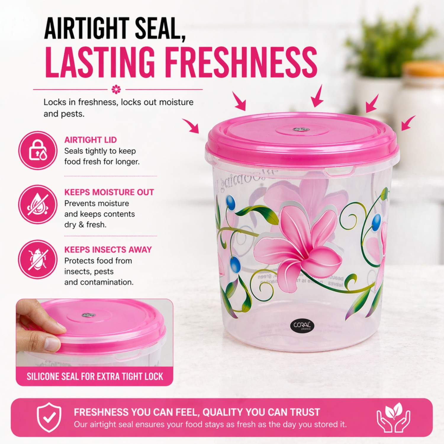 Image of Coral Plastic Plastic Grocery Container - 10 L