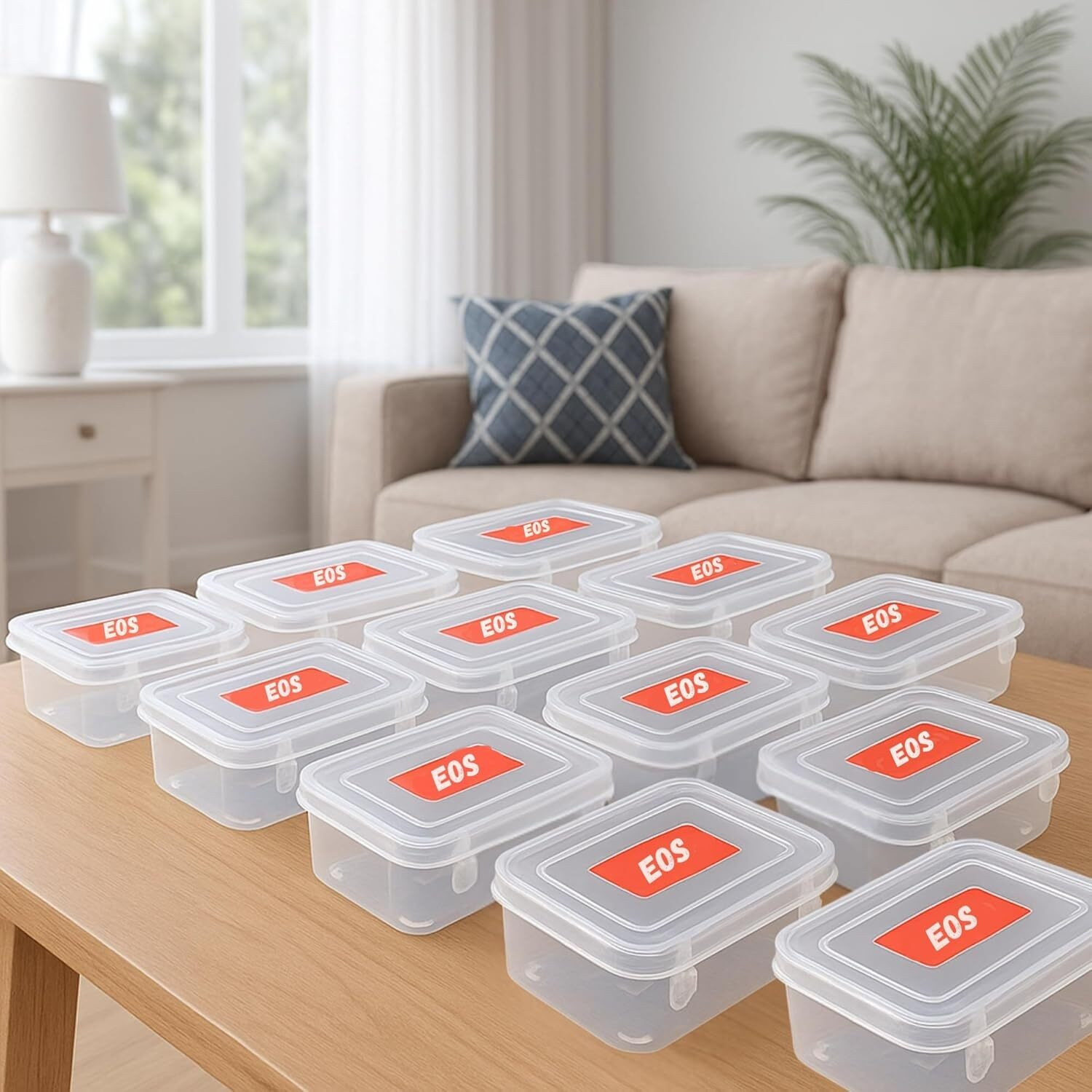 Image of Eos 600 ML Clear Plastic Storage Box 12 PC - BPA-Free, Pantry & Fridge Organization Storage Box (White)