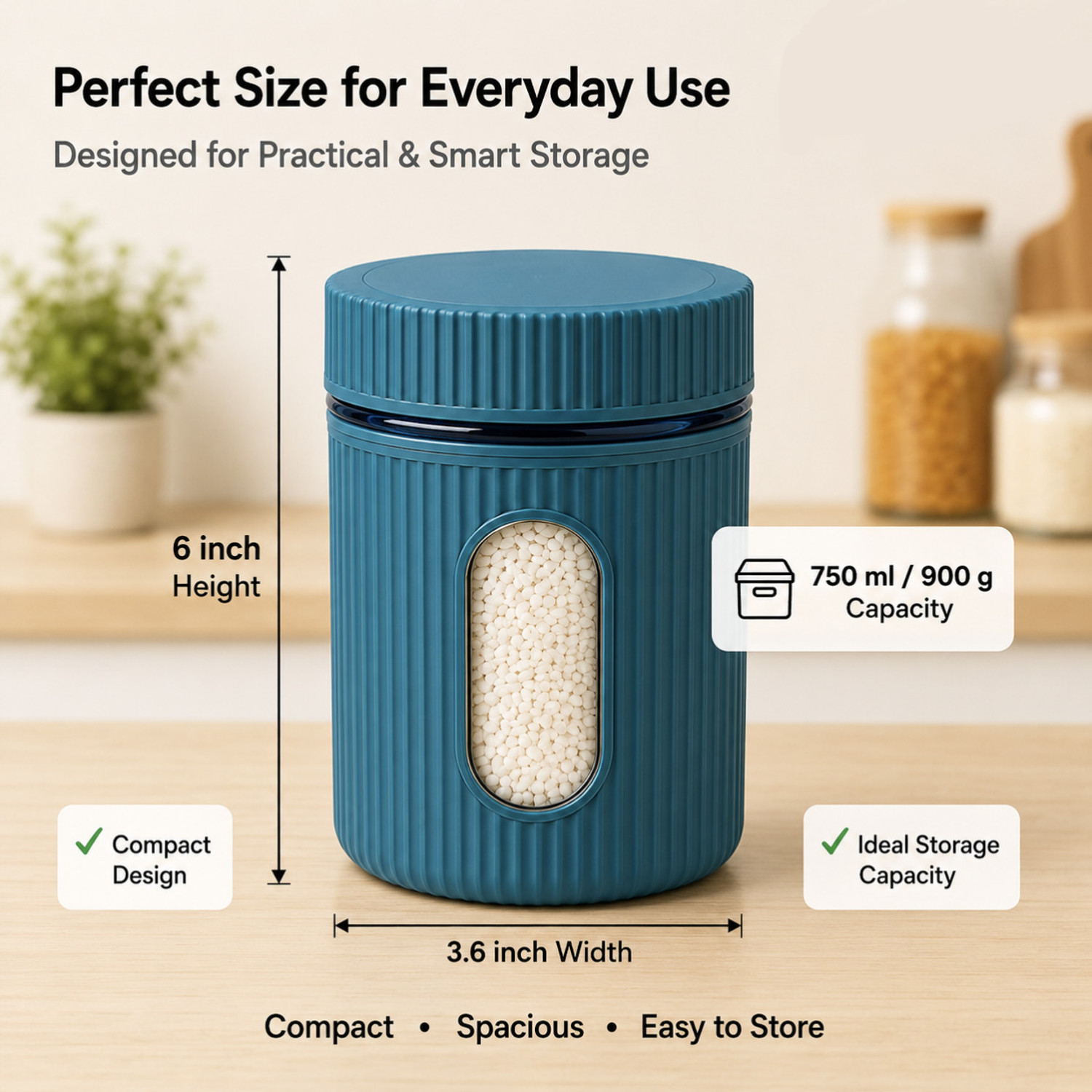 Image of GAJANAND1 Plastic Grocery Container - 750 ml (Pack of 6, Light Blue)