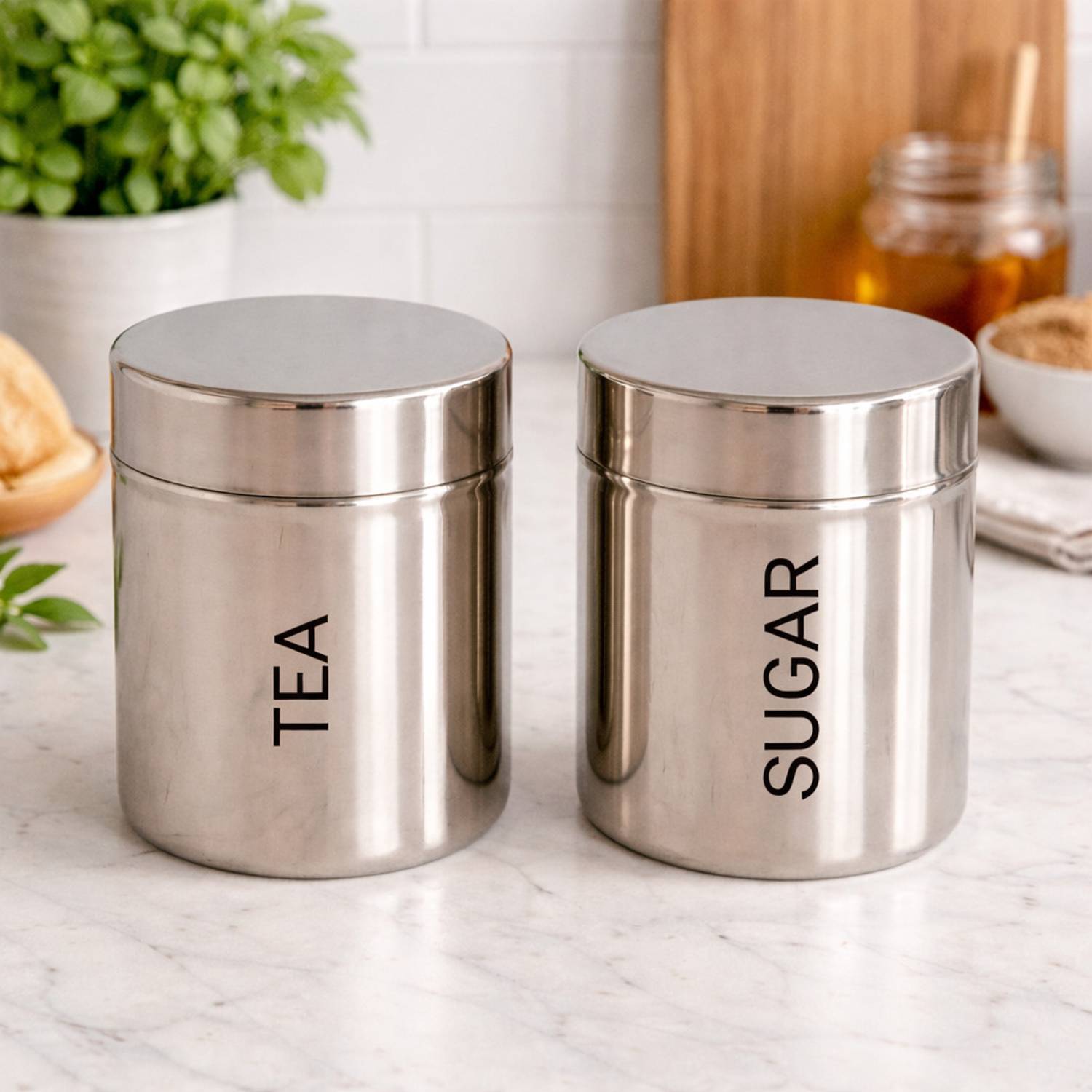 ATROCK Steel Tea Coffee & Sugar Container  - 700 ml