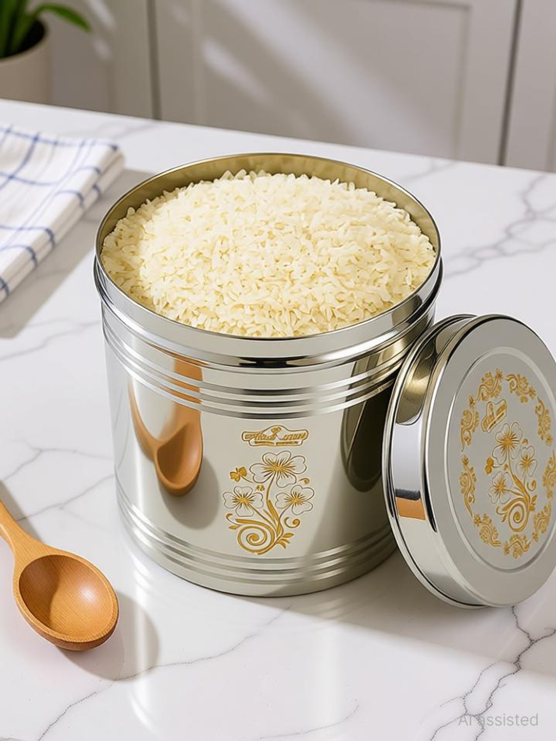 Image of Narayani Enterprises Stainless Steel Grocery Container - 2 kg, 3 kg, 4 kg, 5 kg