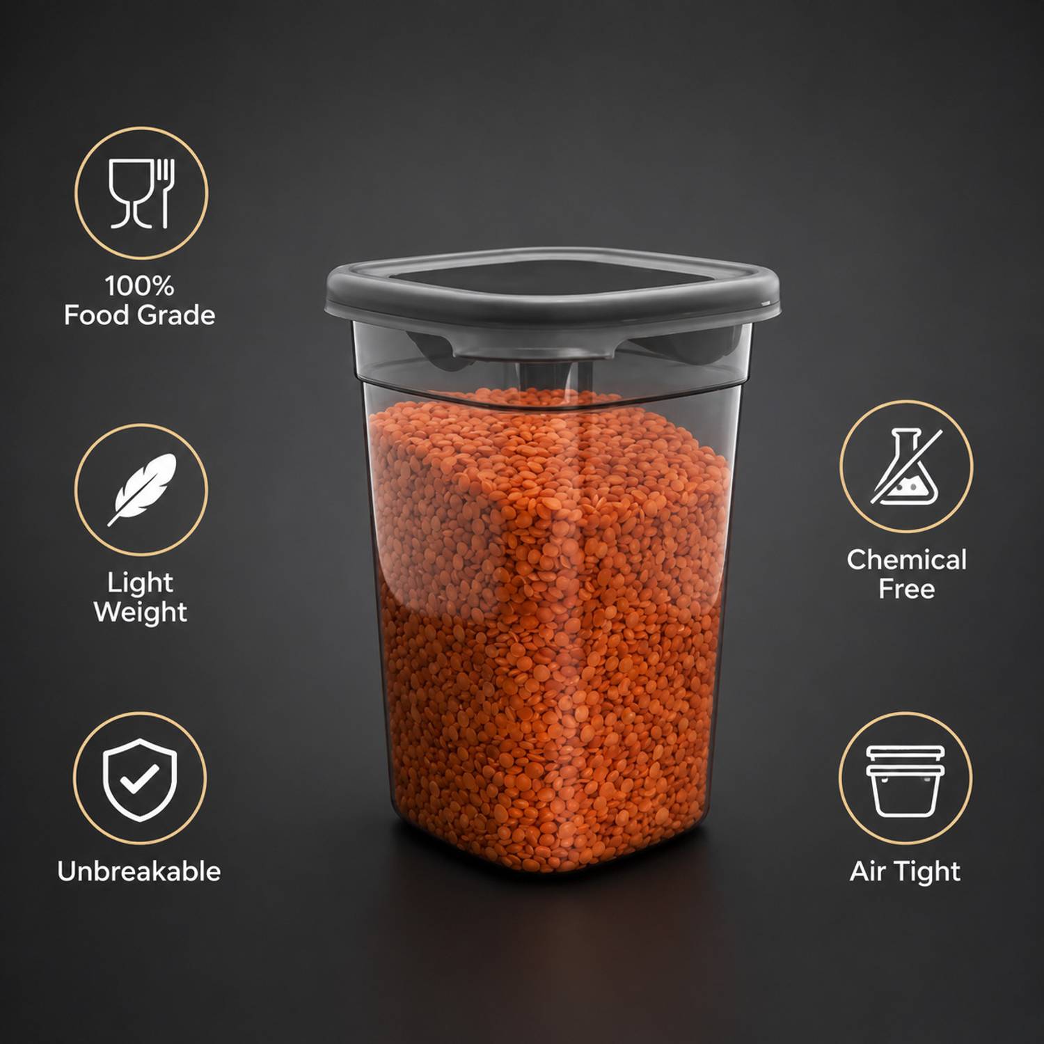 XENUS 1 L Gray Plastic Grocery Container - Image 2