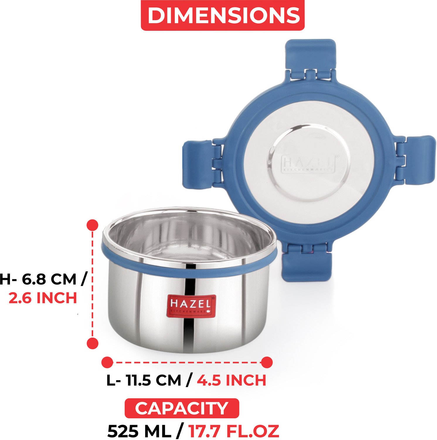 Image of HAZEL Stainless Steel Utility Container - 525 ml