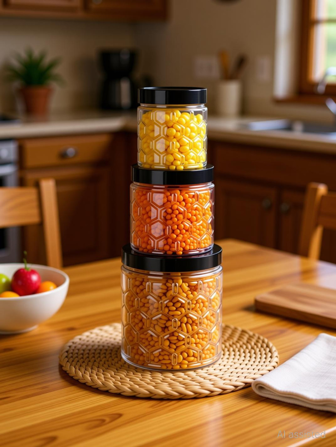 Image of GLAMEXYMART Plastic Grocery Container - 350 ml, 650 ml, 1200 ml