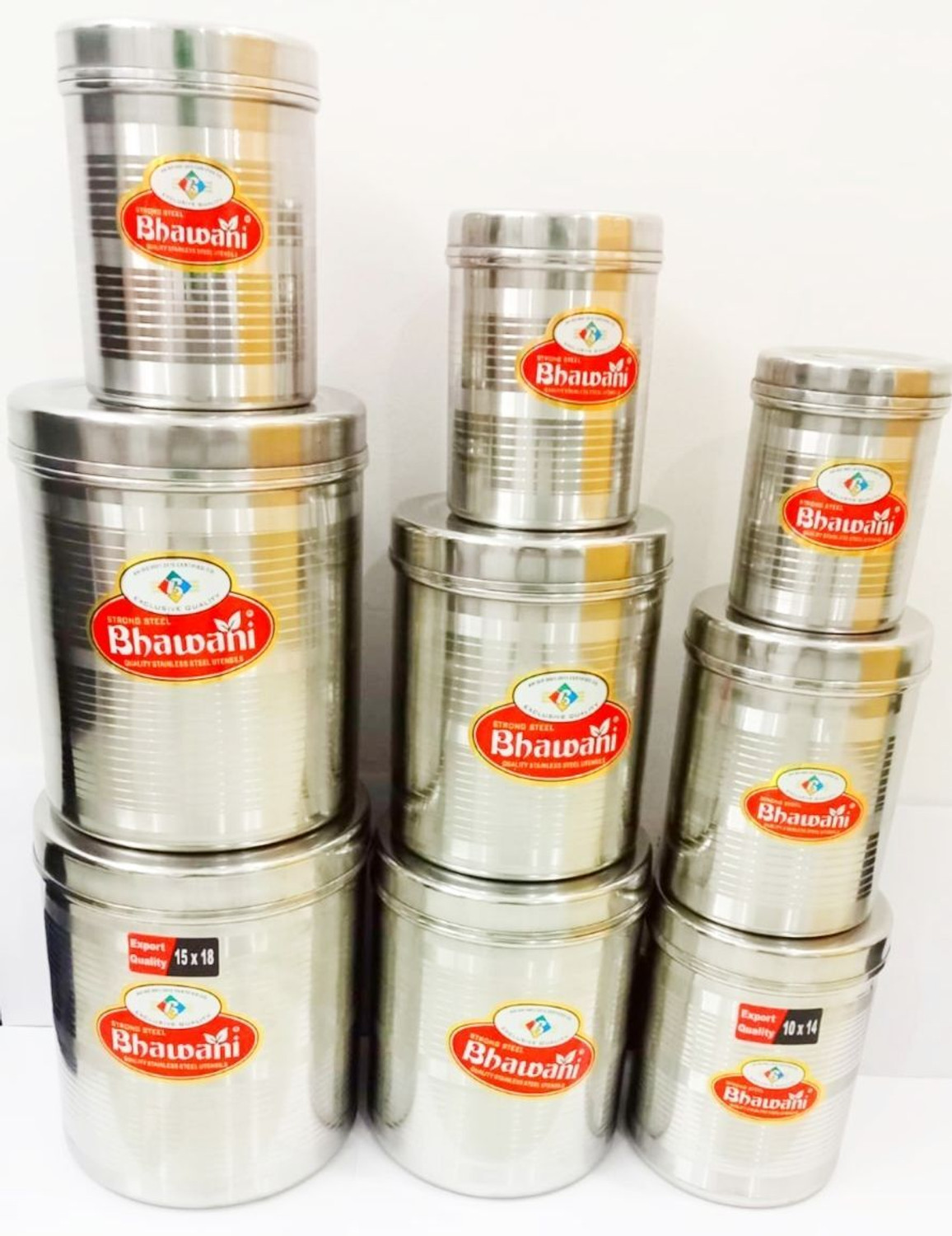 Image of bhawani Stainless Steel Tea Coffee & Sugar Container - 5 L