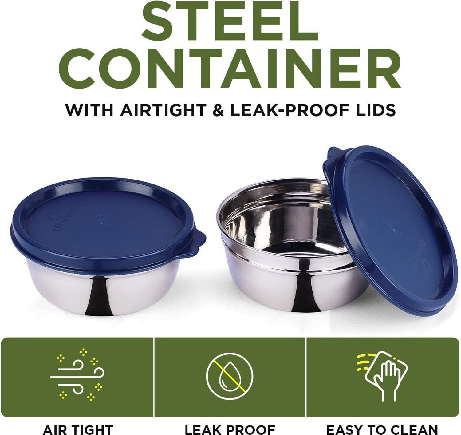 Image of Oliveware Steel Utility Container - 500 ml