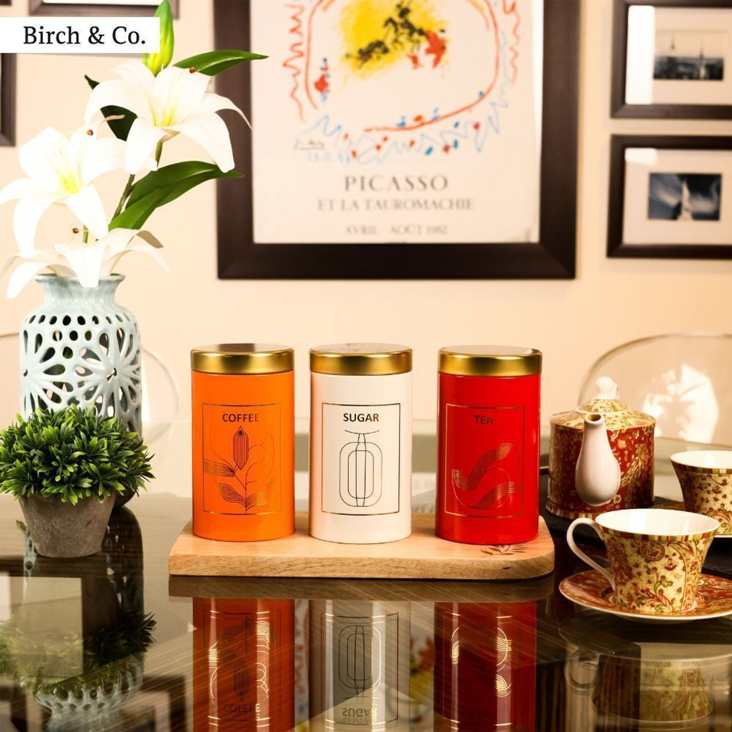 Image of Birch & Co. Stainless Steel Tea Coffee & Sugar Container - 1 kg