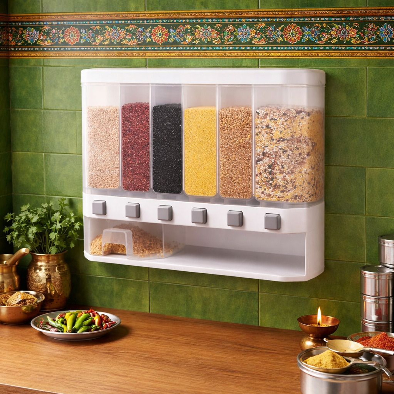 Image of CLOUDHOME Polypropylene Cereal Dispenser - 10 kg (Transparent)