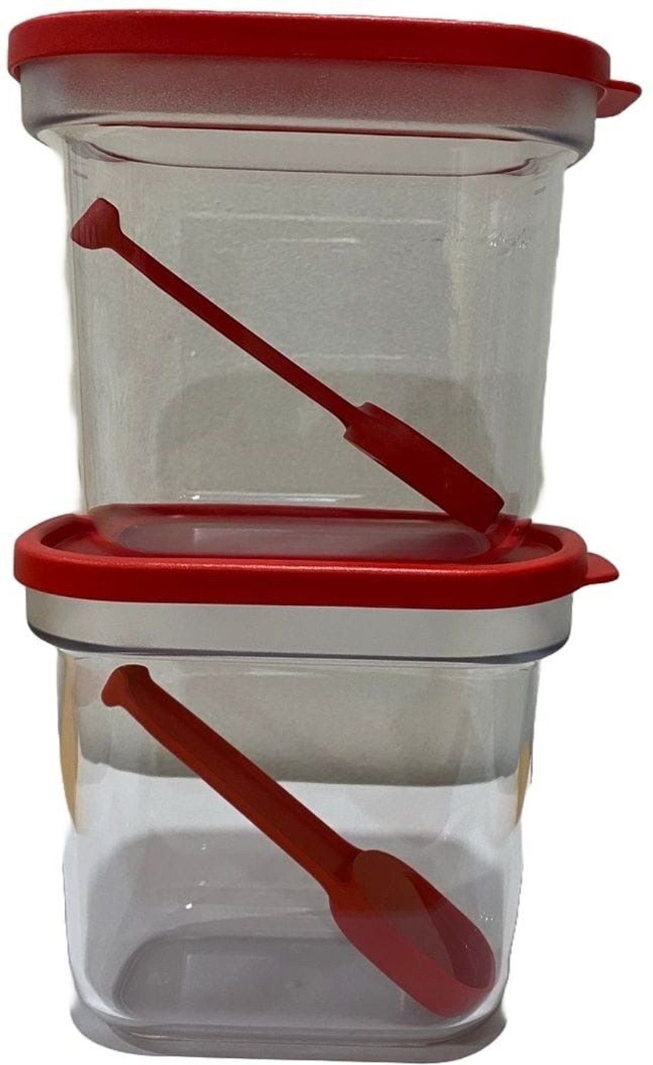 Image of TUPPERWARE Glass Tea Coffee & Sugar Container - 500 ml, 500 ml (Pack of 2, Red, Clear)
