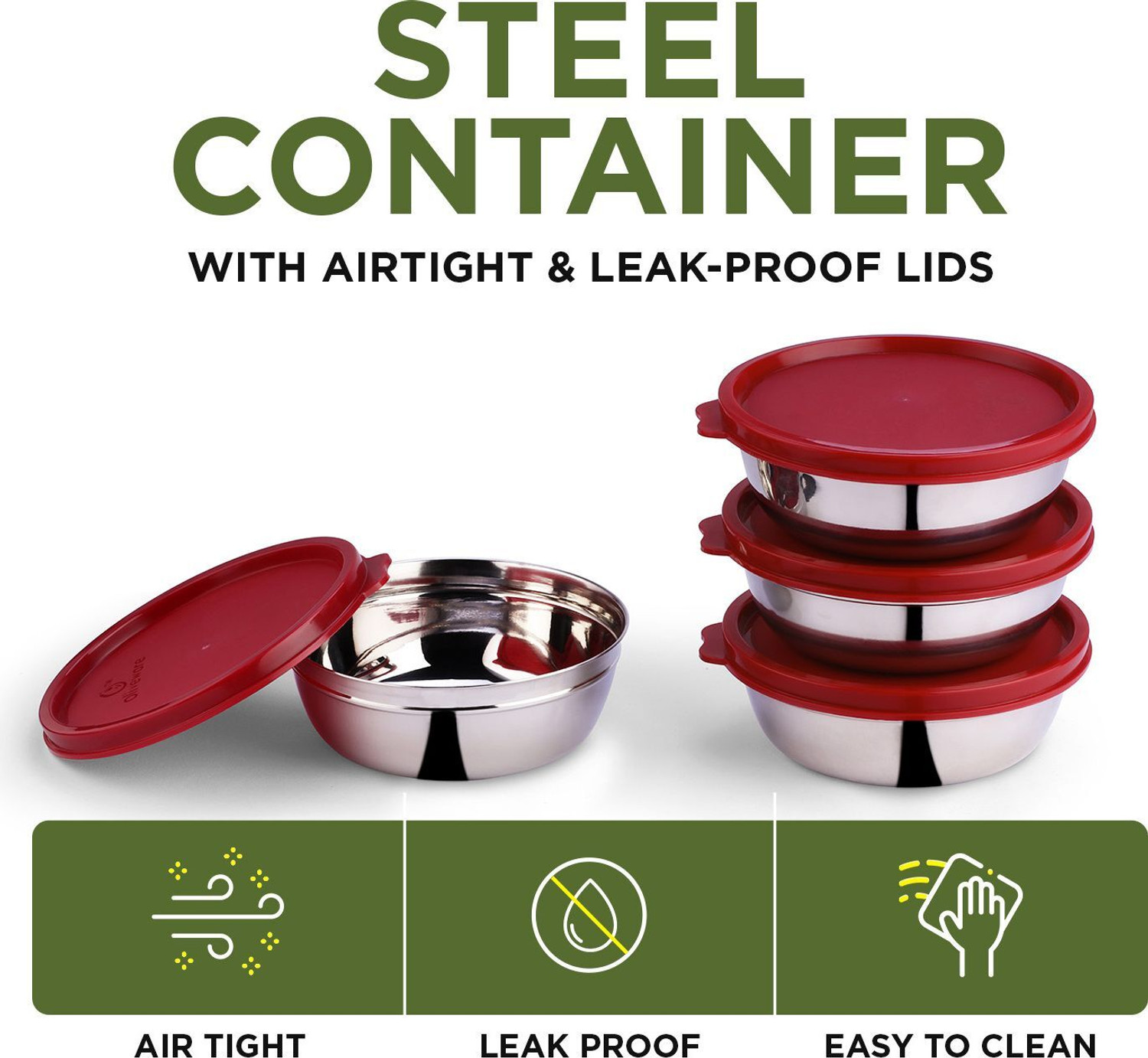 Image of Oliveware Steel Utility Container - 1000 ml