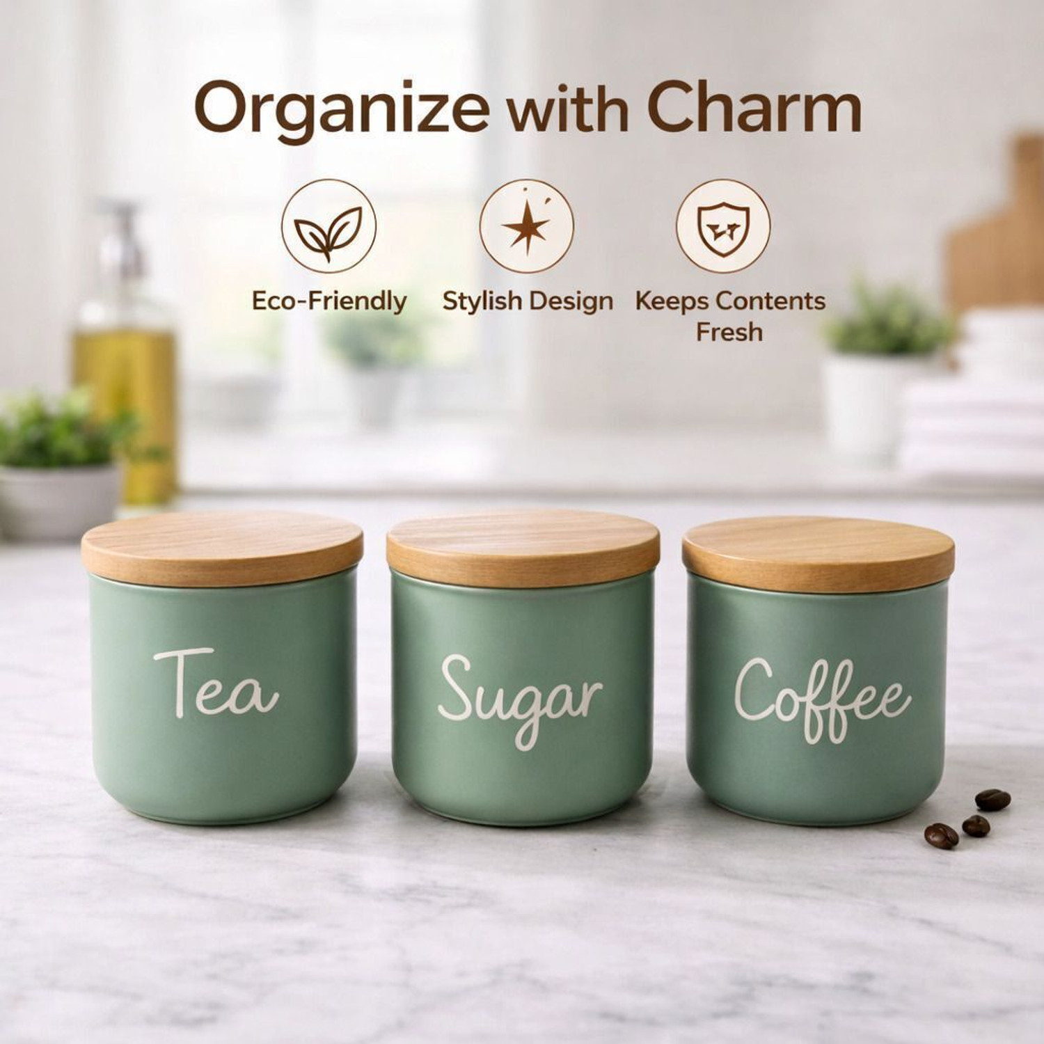 Image of Richcraft Glass Tea Coffee & Sugar Container - 250 ml