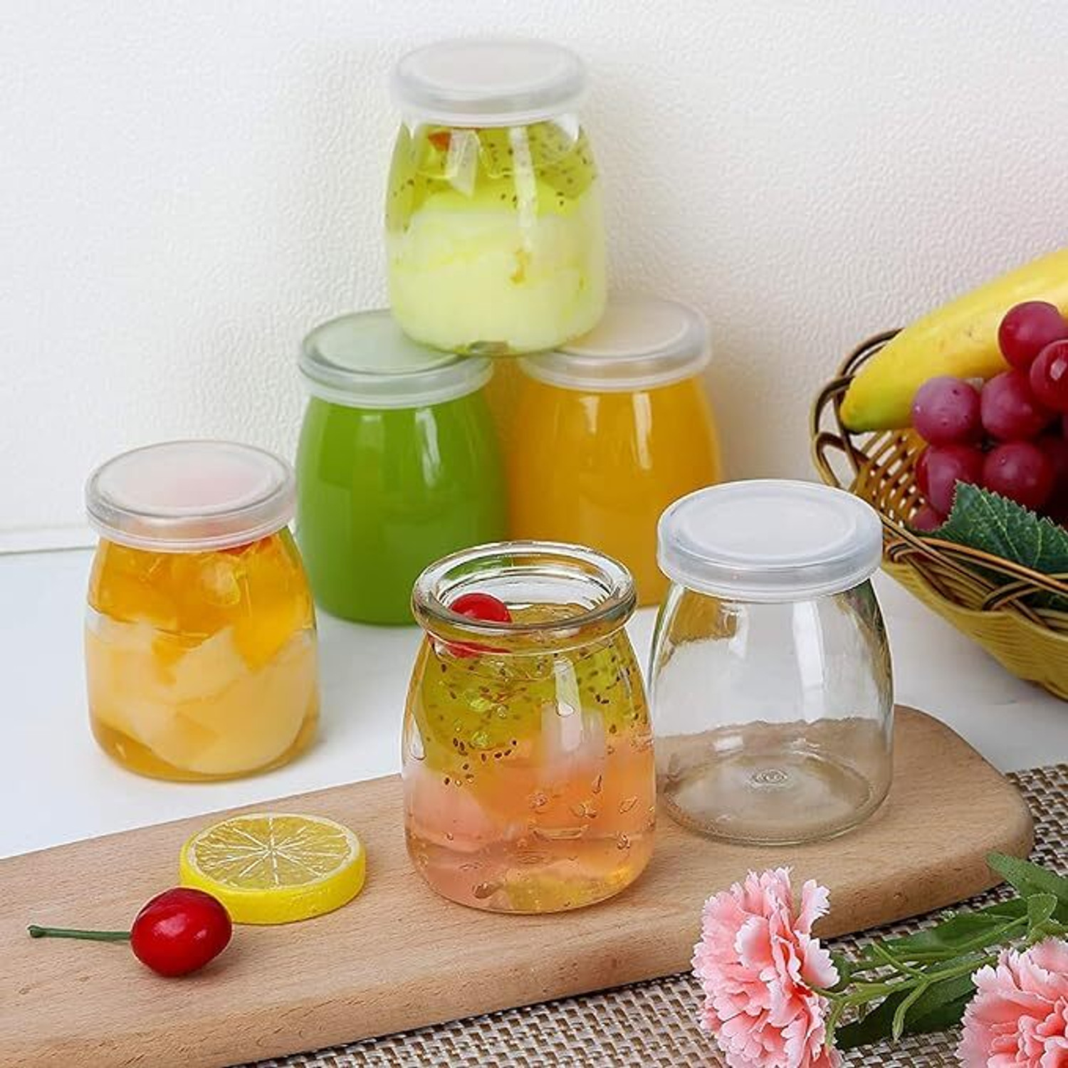 Image of NIYA TRENDZ Glass Fridge Container - 100 ml (Pack of 6, Transparent)