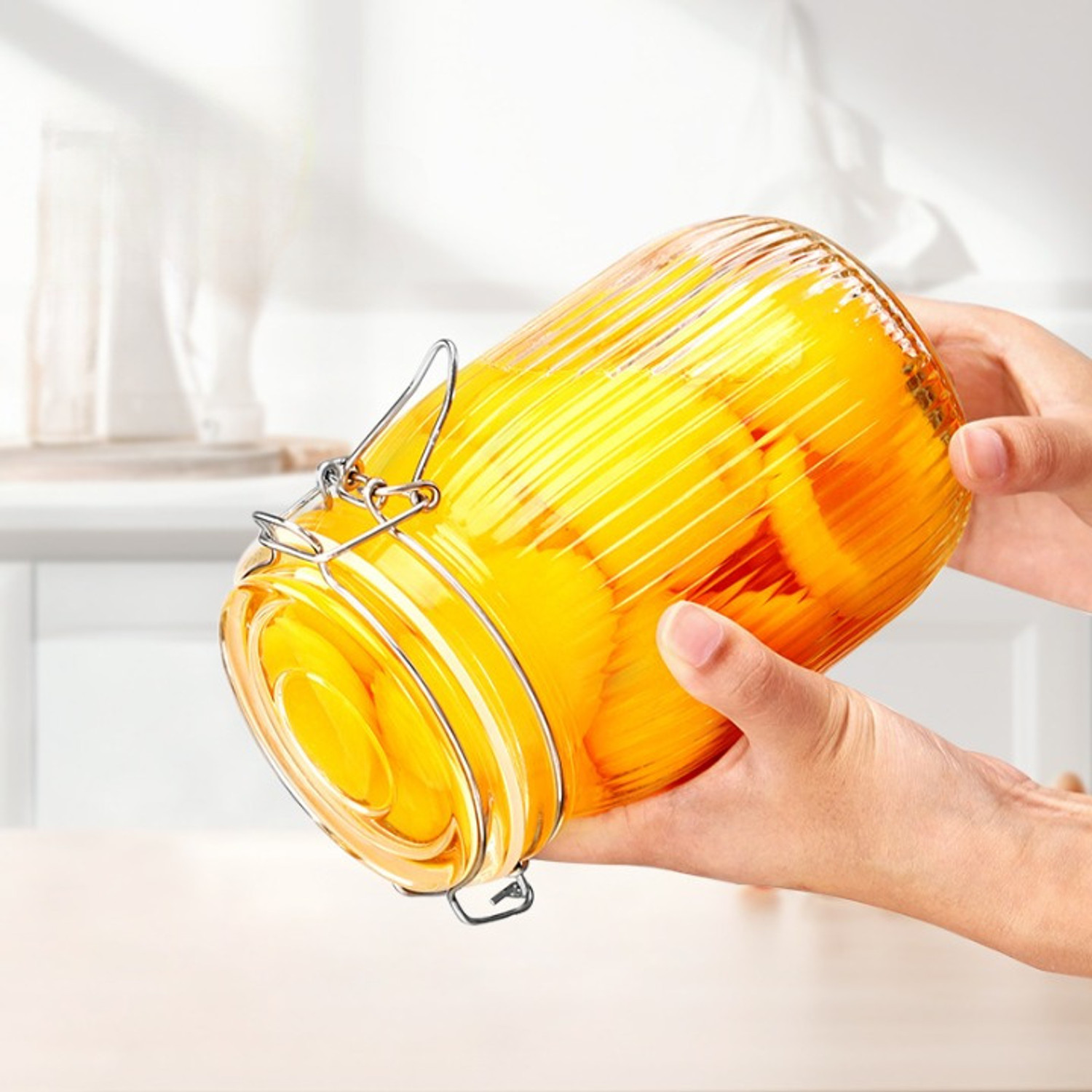 Image of GRACIOUS MART Glass Pickle Jar - 1000 ml