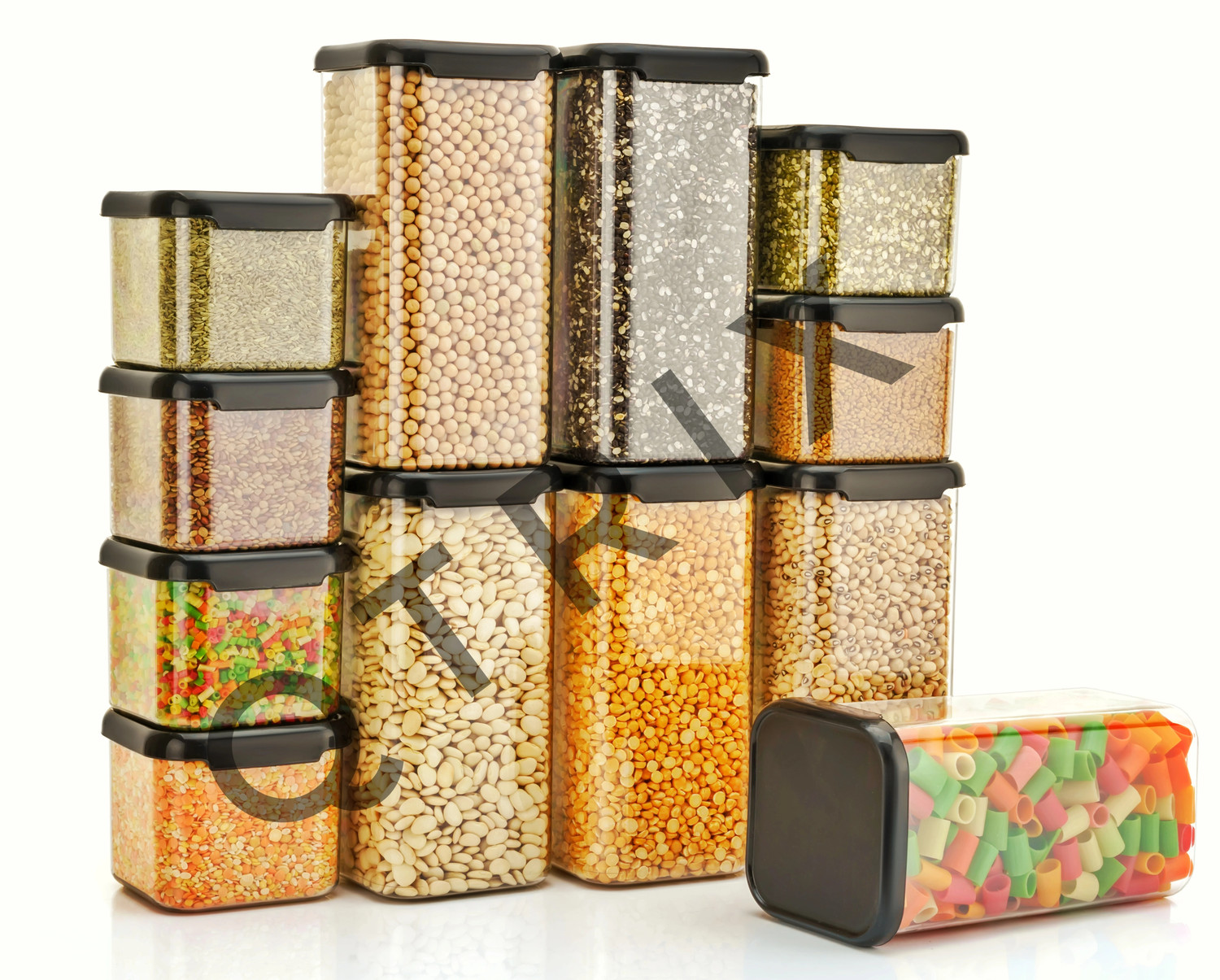 Image of Qtrix Plastic Grocery Container - 1500 ml, 500 ml