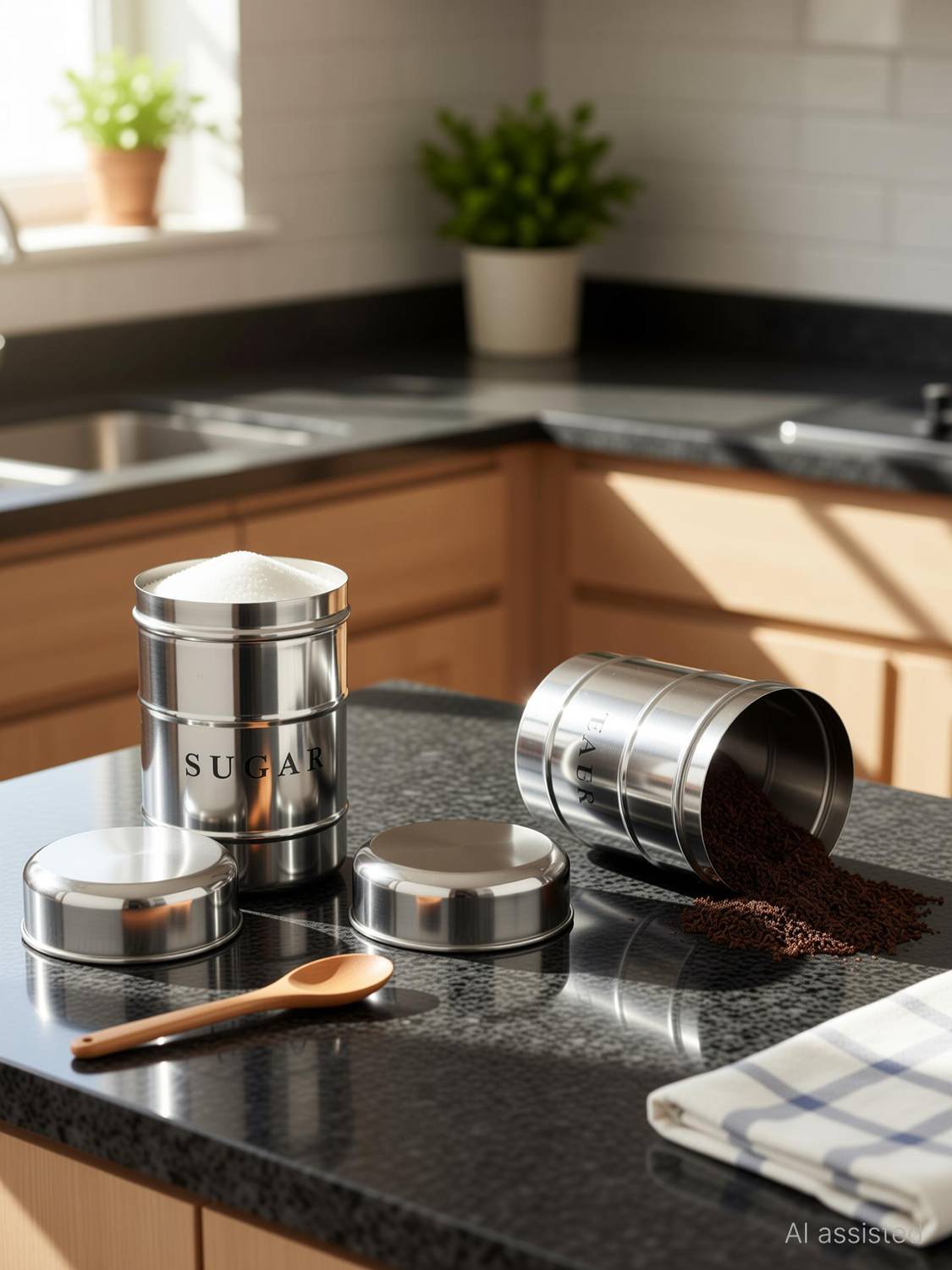 Aavjo Stainless Steel Tea Coffee & Sugar Container  - 1000 ml
