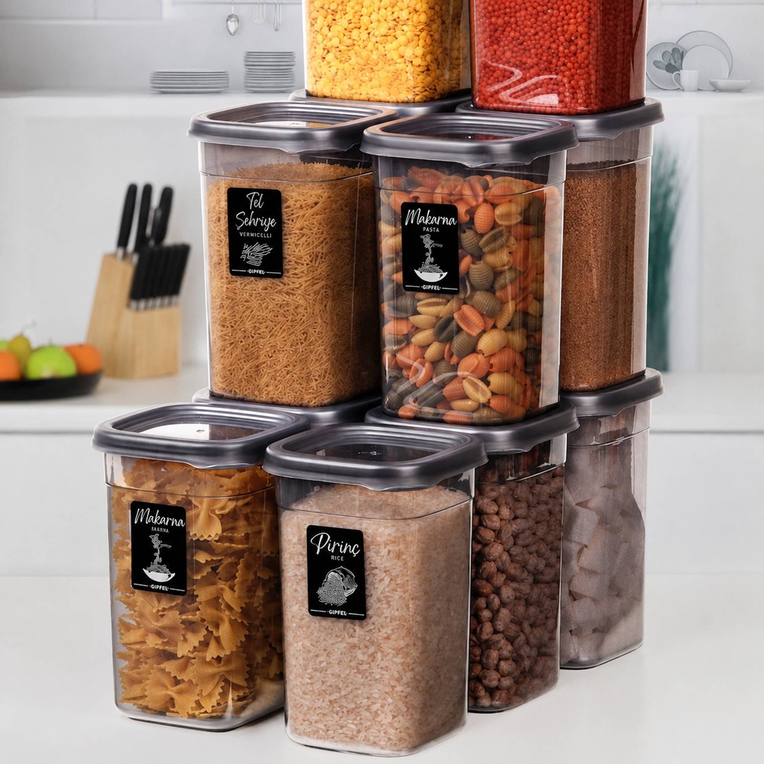 CENTUREUM Plastic Grocery Container - 1 L, Gray - Image 1