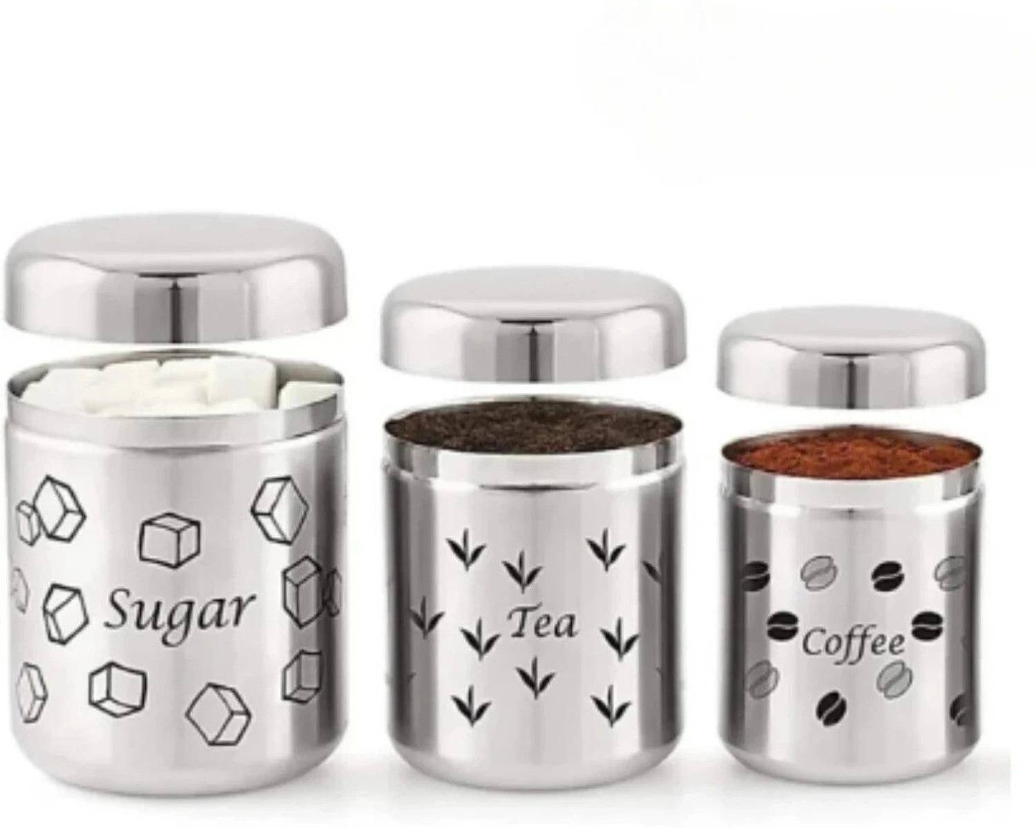 BluNeo Steel Tea Coffee & Sugar Container - 700 ml, 500 ml, 300 ml