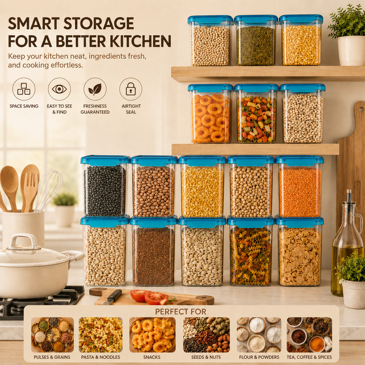 Image of CENTUREUM Plastic Grocery Container - 1100 ml