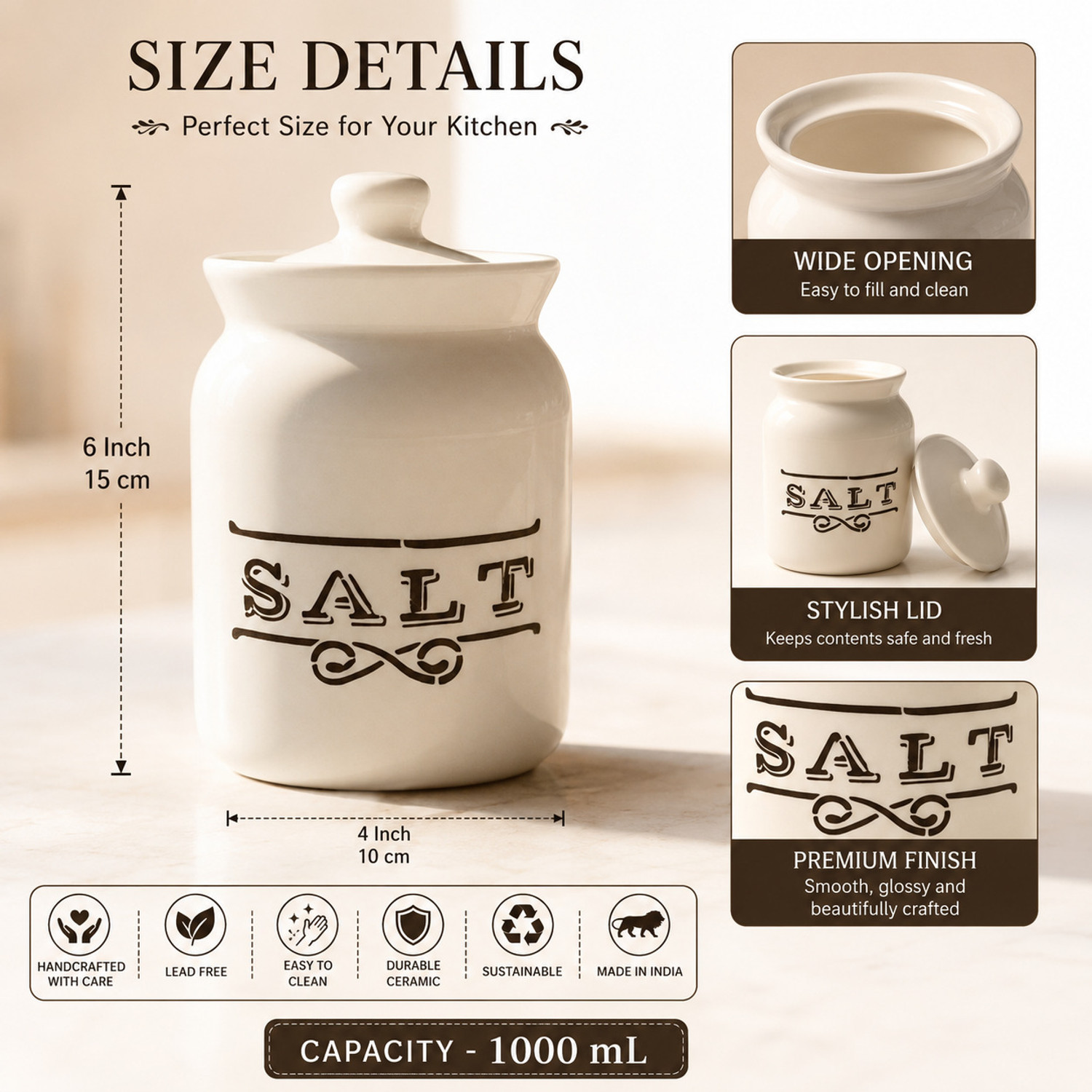Image of D'Maiolica Ceramic Pickle Jar - 1000 ml