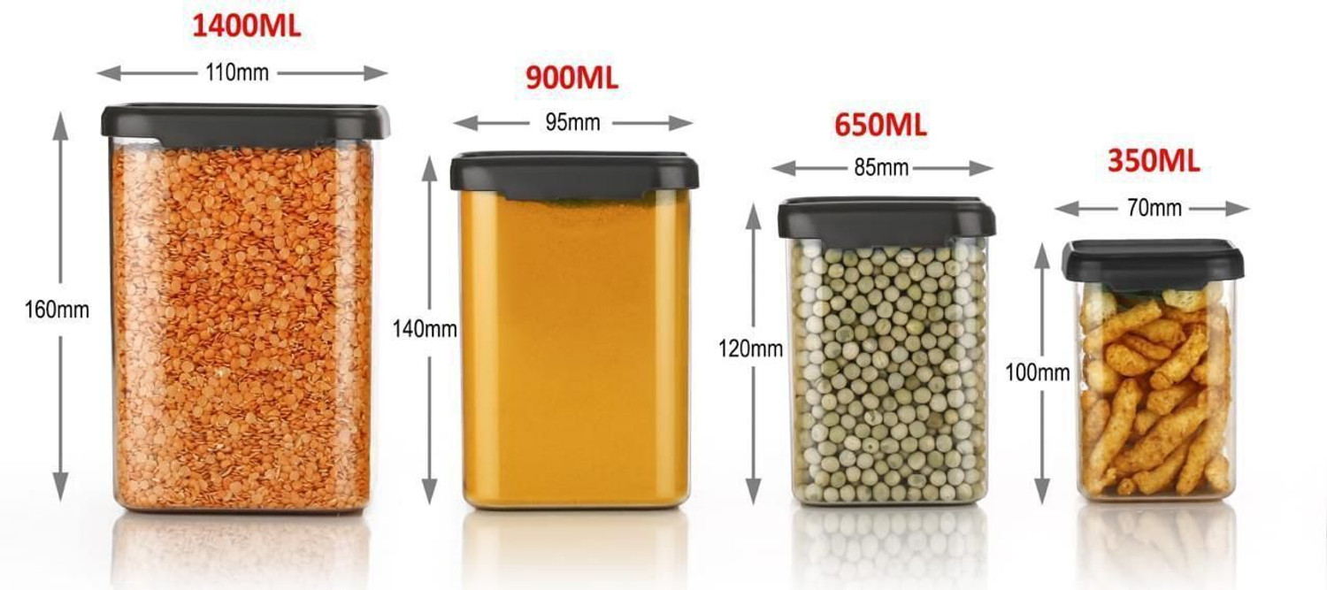 Image of ORSALE Plastic Utility Container - 1400 ml, 900 ml, 600 ml, 300 ml, 250 ml