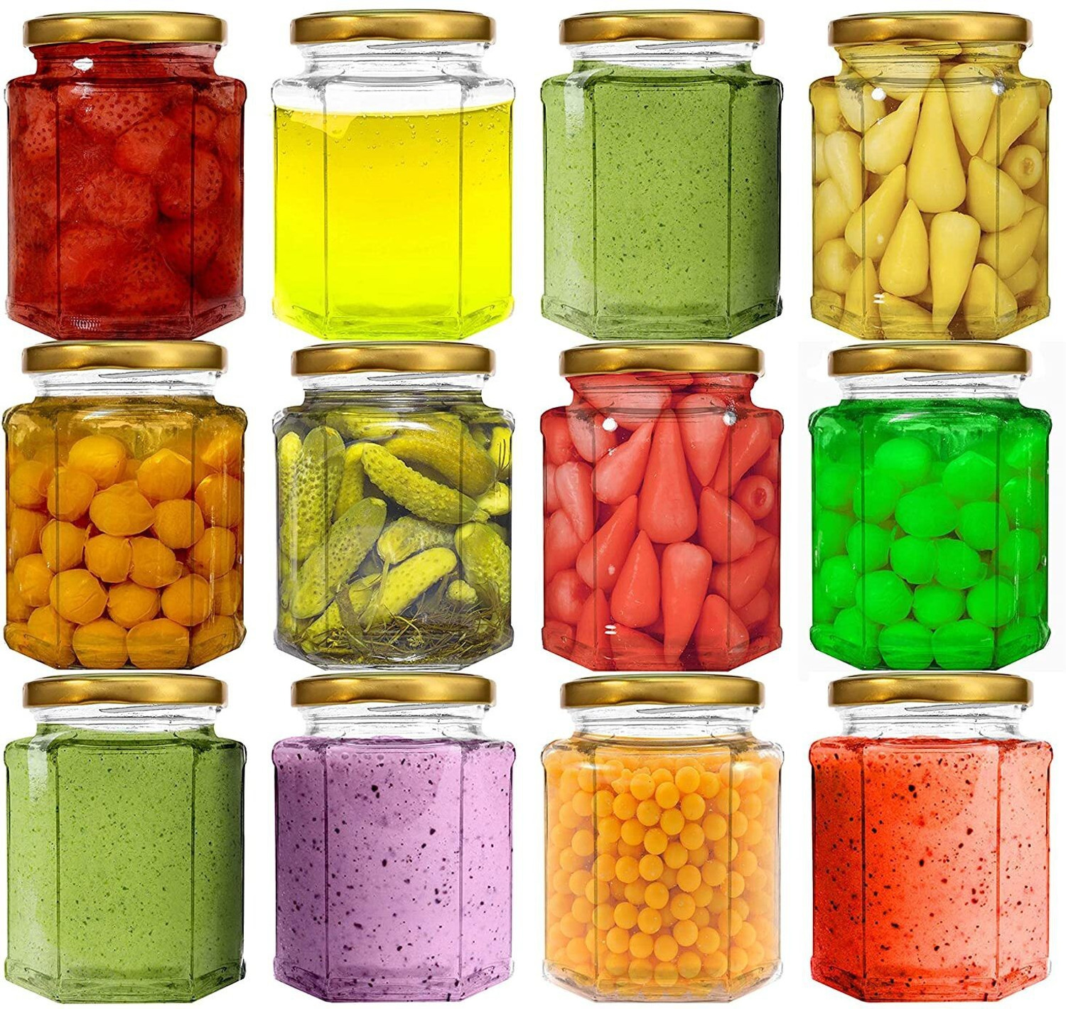 Image of CROCO JAR Glass Grocery Container - 200 ml (Pack of 6, Silver)