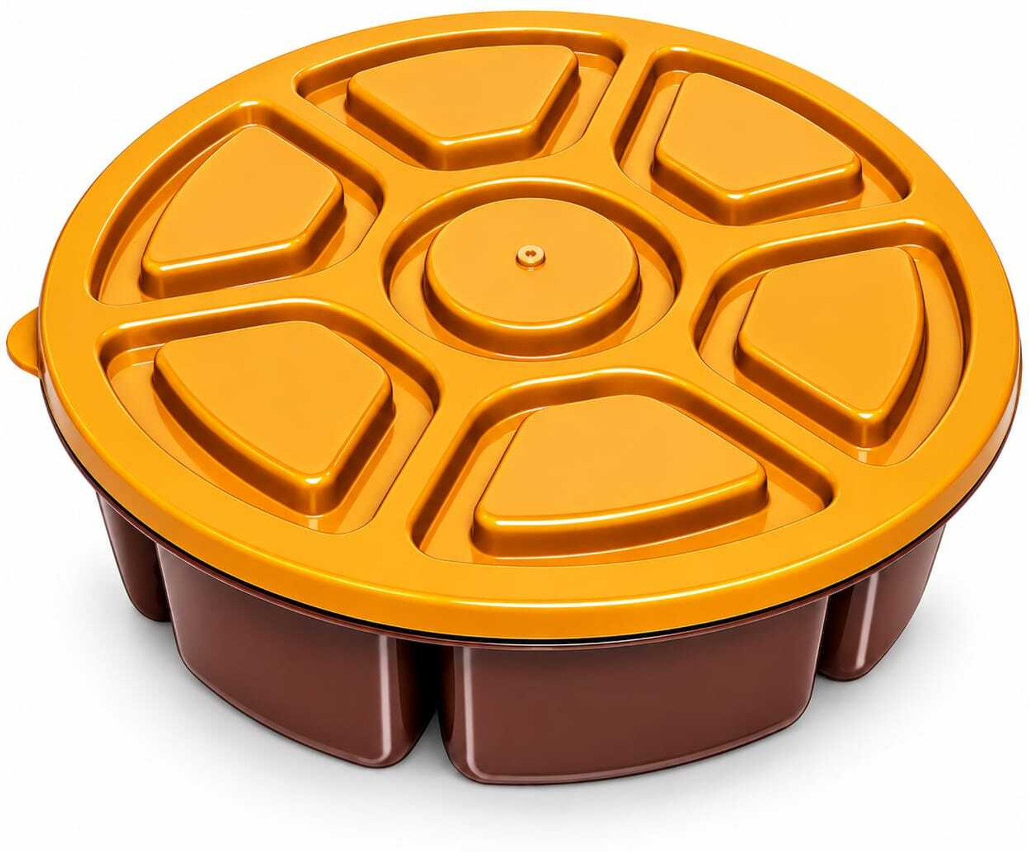 Image of EcomZynex Plastic Utility Container - 1000 ml (Pack of 3, Brown, Yellow)
